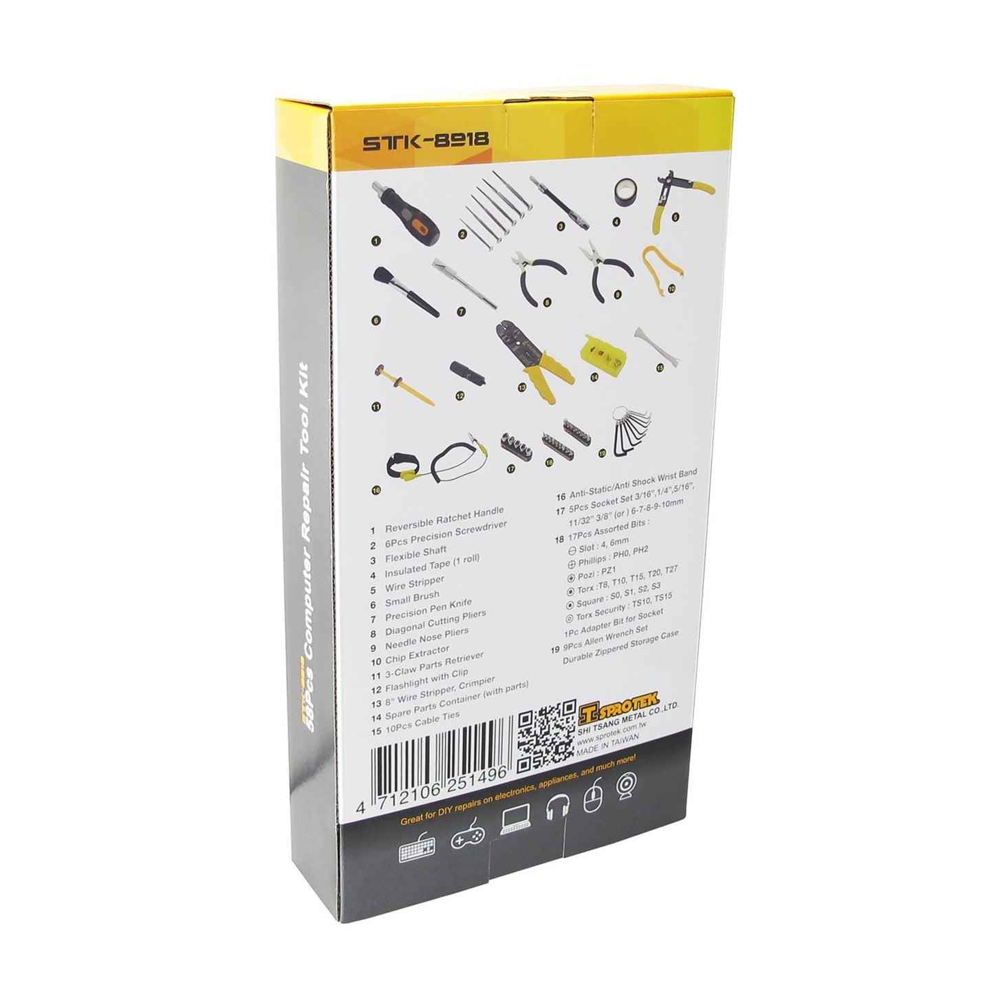 Sprotek 58 Piece Computer & Electronics Repair Tool Kit In A Case (Demagnetized)