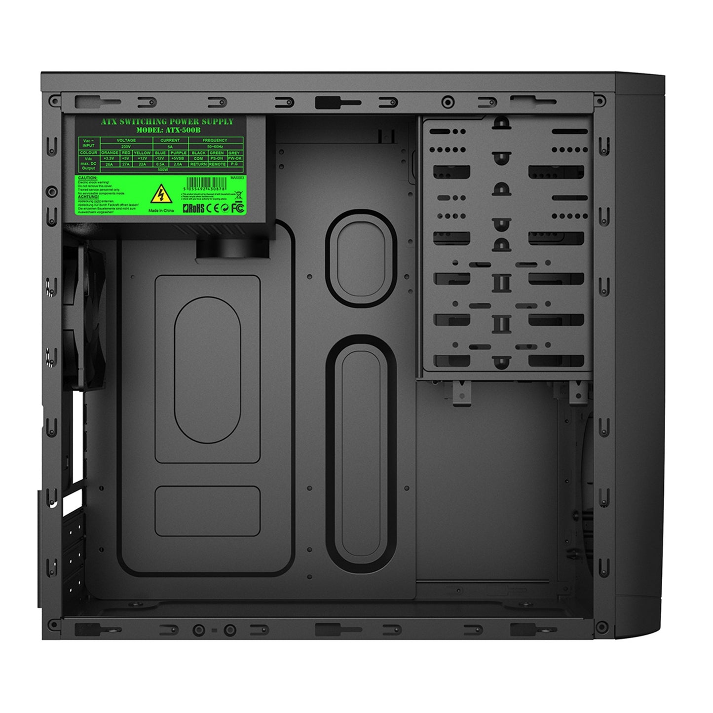 CiT Elite Micro Tower Black PC Case with 500W PSU, 1x USB 3.0, 1x USB 2.0