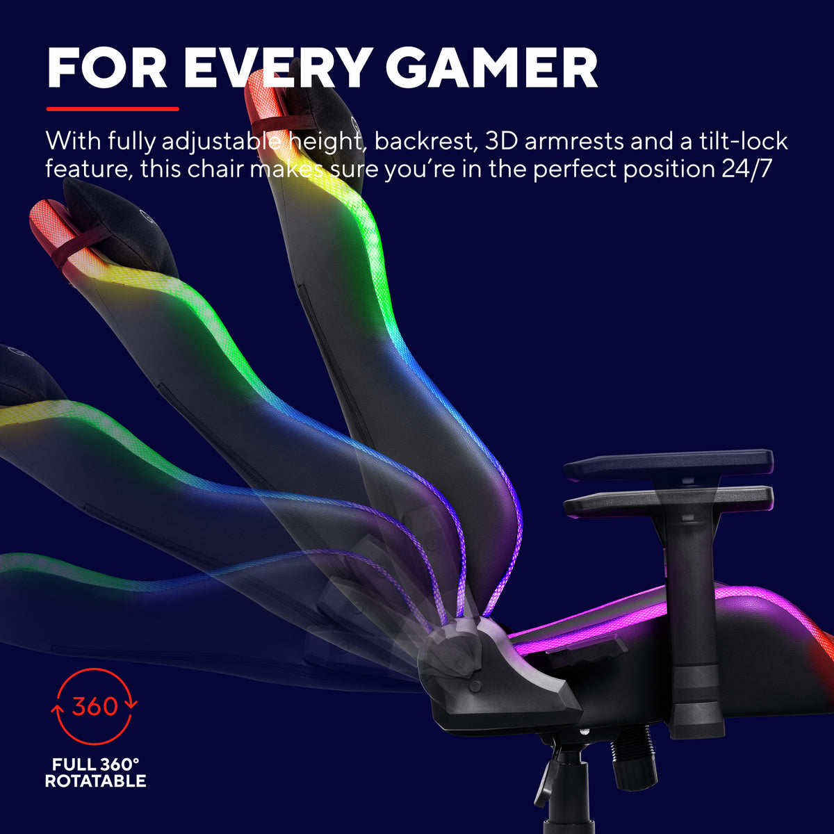 Trust GXT 719 Ruya RGB Gaming Chair 150 kg Padded Black