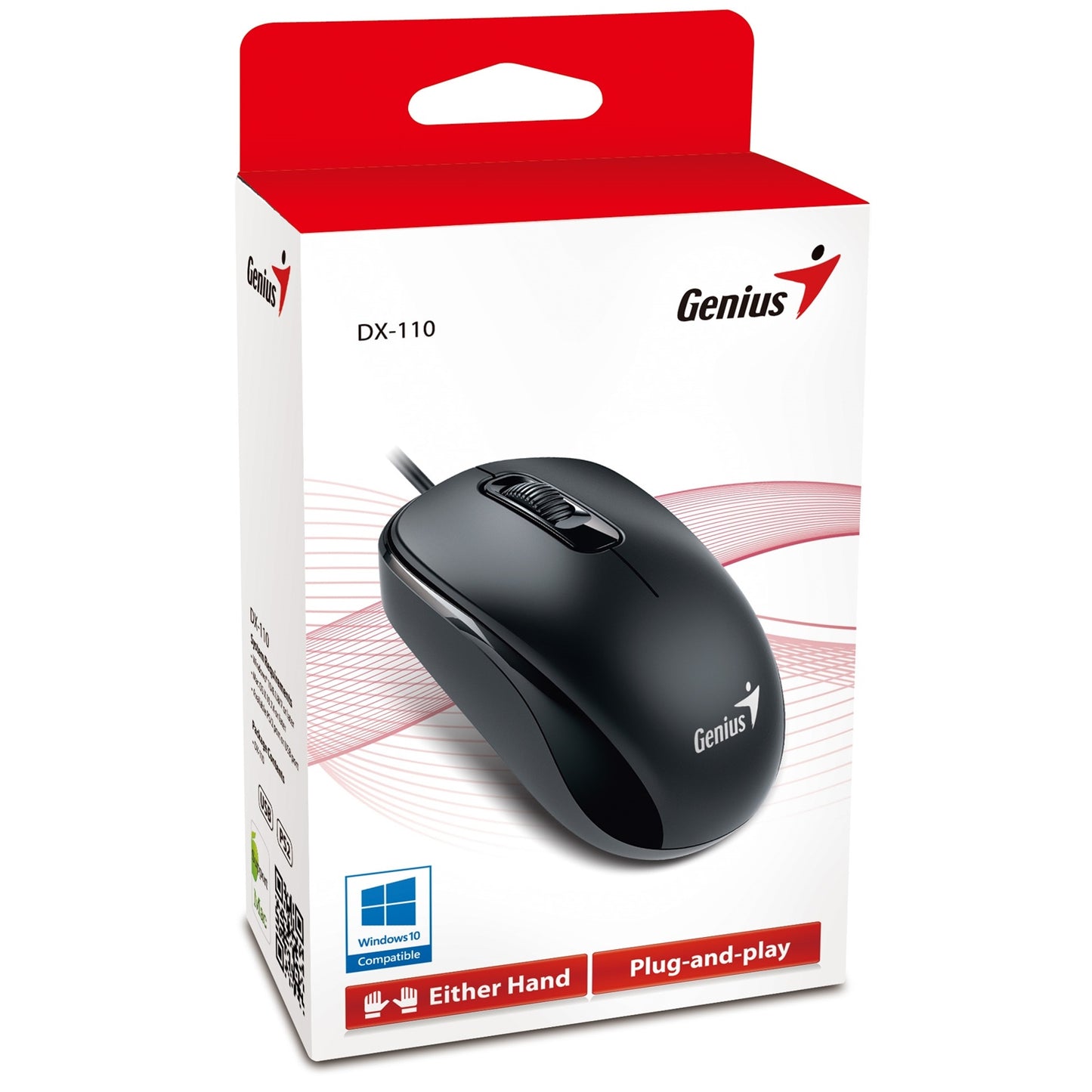 Genius DX-110 Wired PS2 Mouse, 1000 DPI Optical Tracking, 1.5m Cable, Black