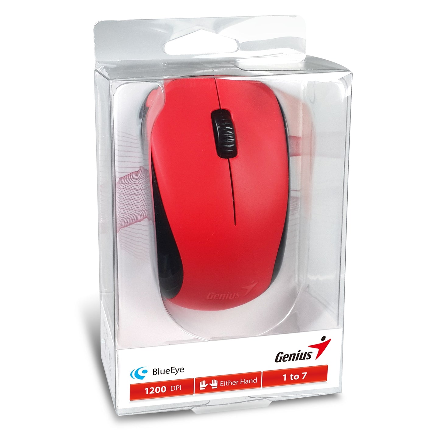Genius NX-7000 Wireless Mouse 1200dpi, USB Receiver, 3 Button, Scroll Wheel, Red