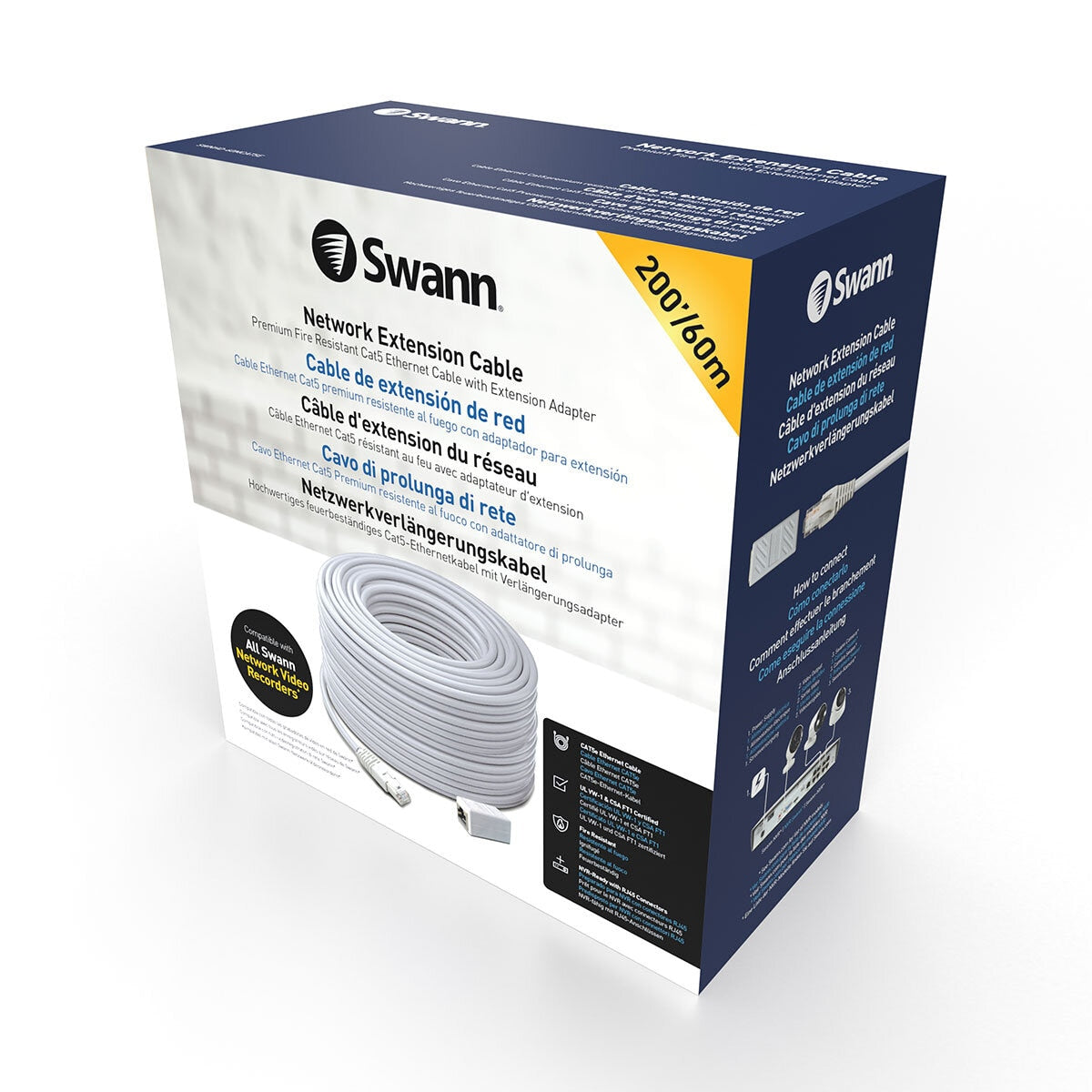 Swann 60m/200ft Network Extension Cable, SWNHD-60MCAT5E-GL