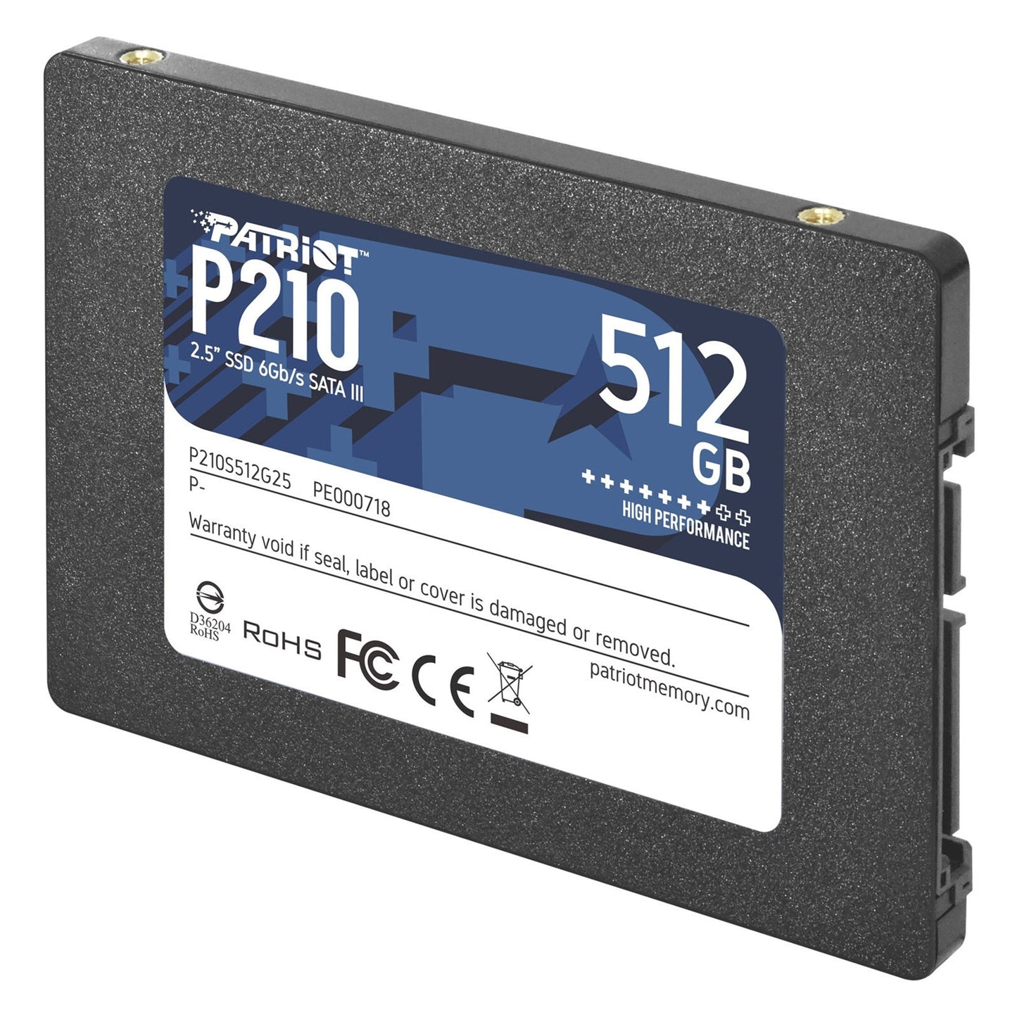 Patriot P210 (P210S512G25) 512GB 2.5 Inch SSD, Sata 3 Interface
