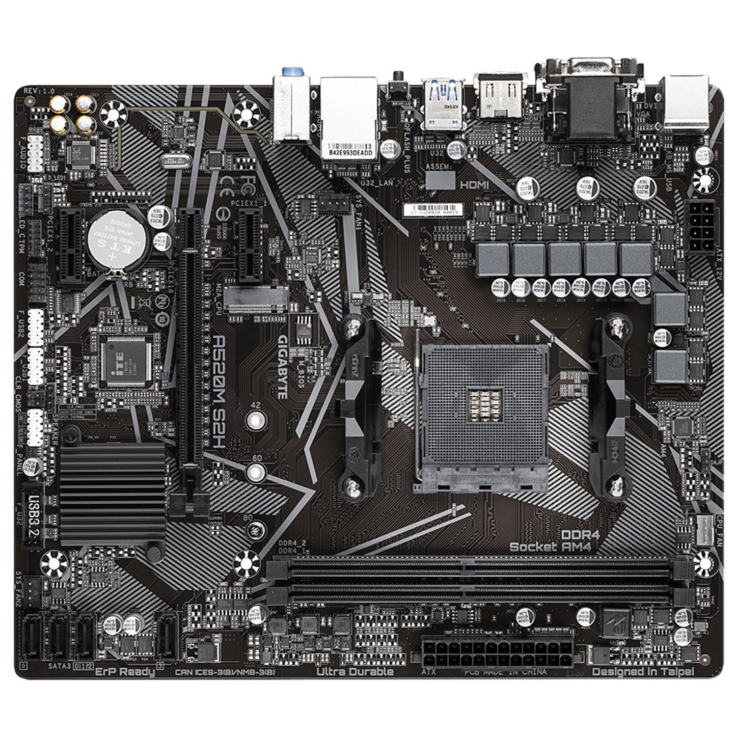Gigabyte A520M S2H Ultra Durable AMD AM4 Socket Motherboard, Micro-ATX