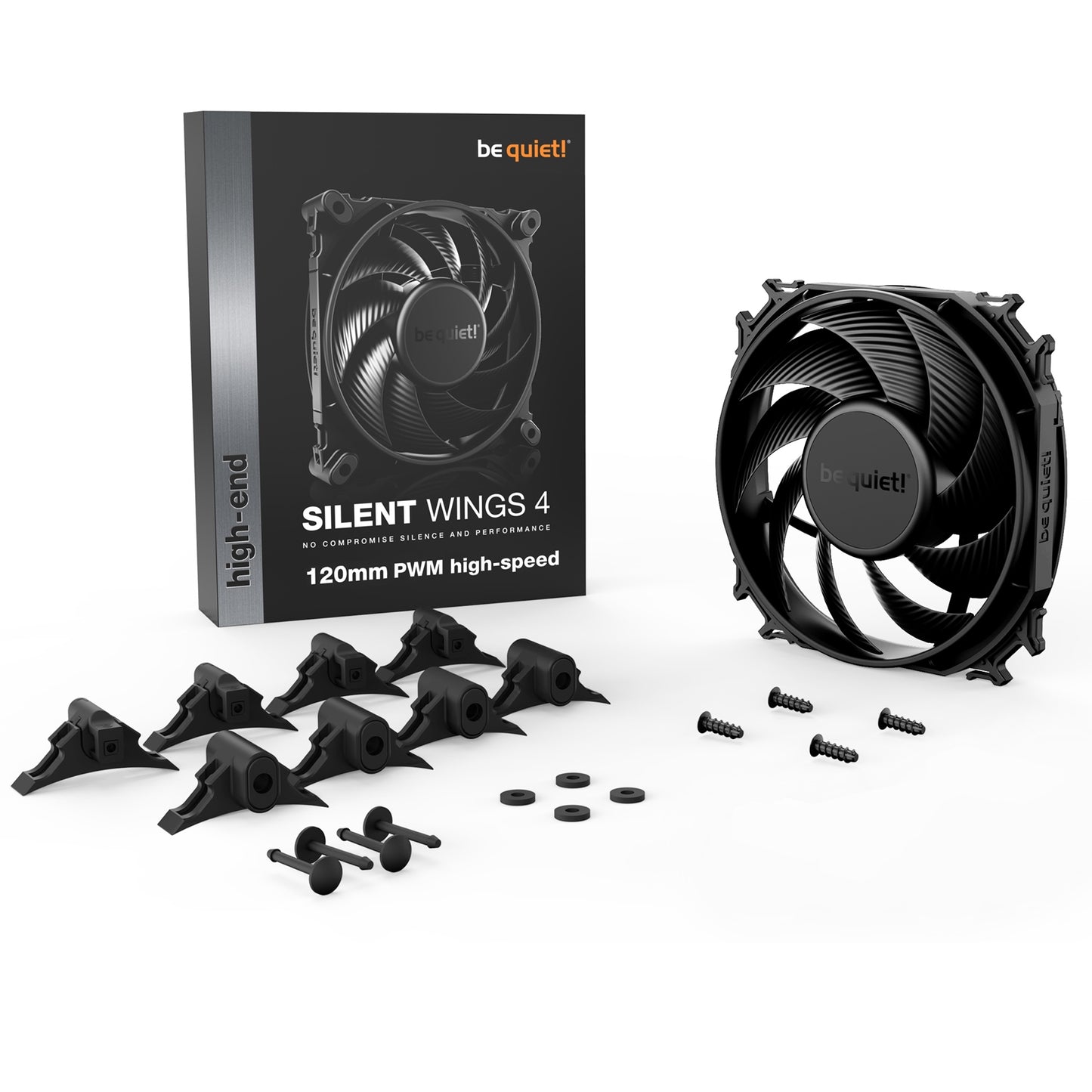 be quiet! Silent Wings 4 PWM High Speed Black Fan, 120mm, 2 Mounting Options