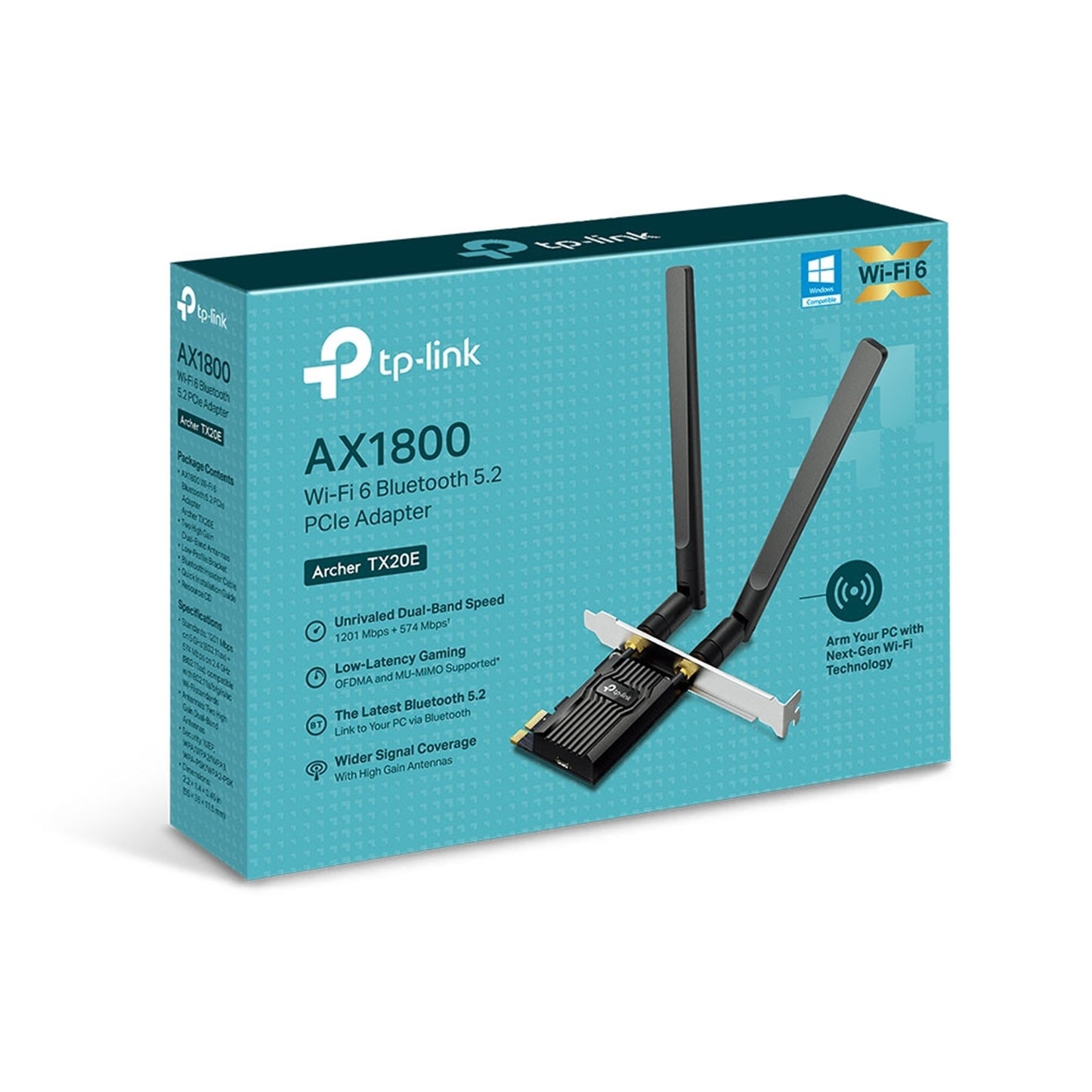 TP-Link Archer AX1800 Wi-Fi 6 Bluetooth 5.2 PCIe Adapter, TX20E