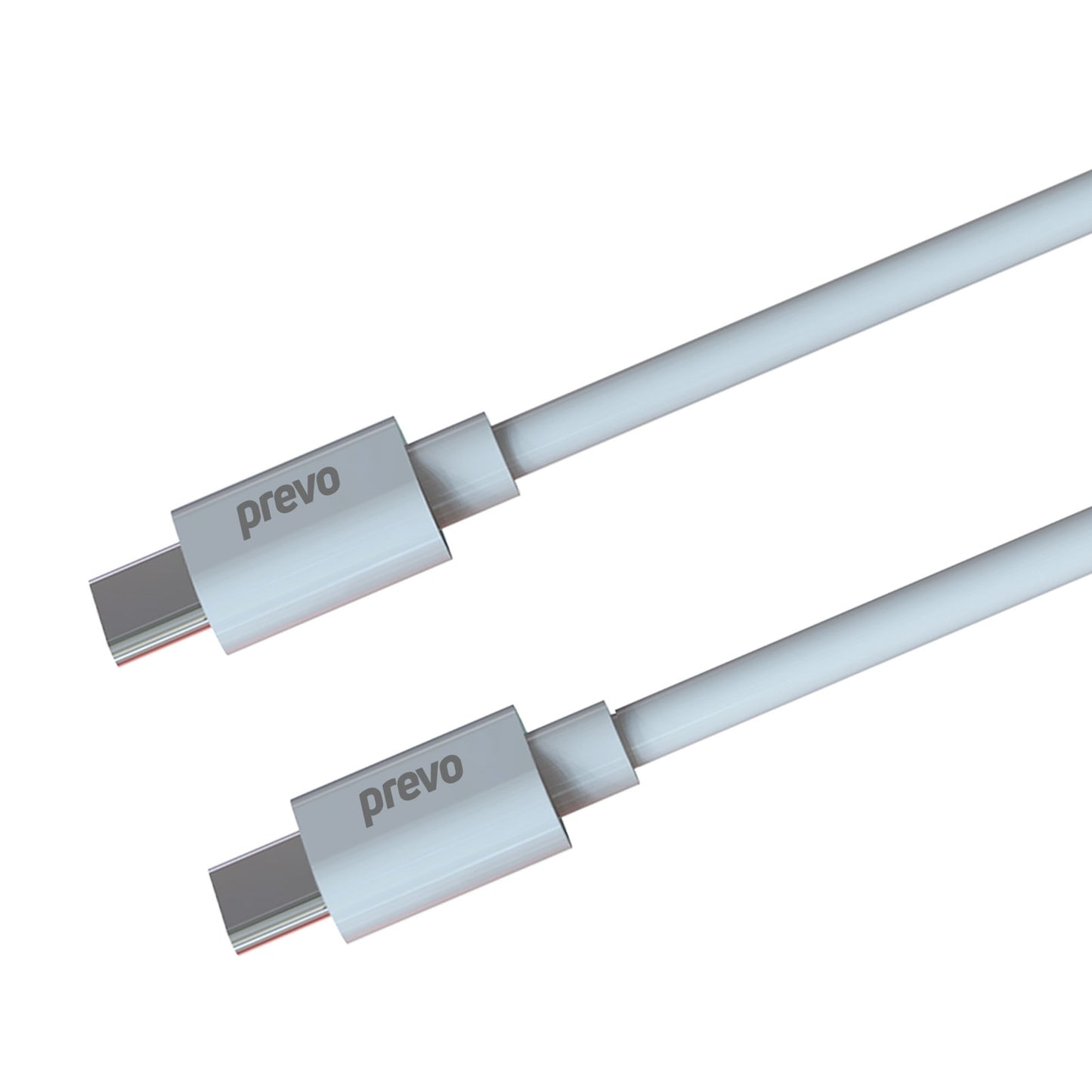 Prevo USB 2.0 60W C to C PVC cable, 20V/3A, 480Mbps, White