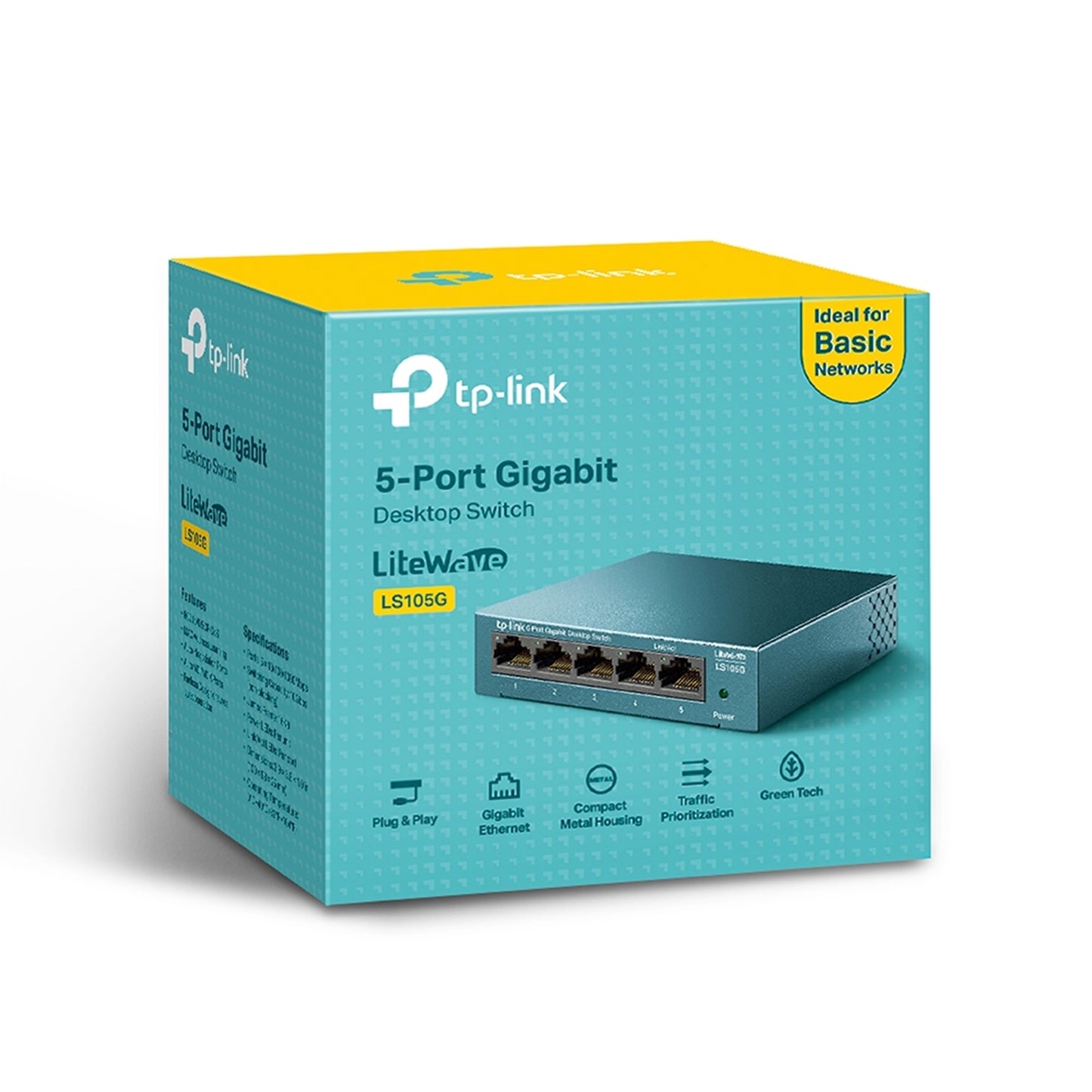 TP-Link LiteWave LS105G 5-Port 10/100/1000Mbps Metal Gigabit DT Network Switch