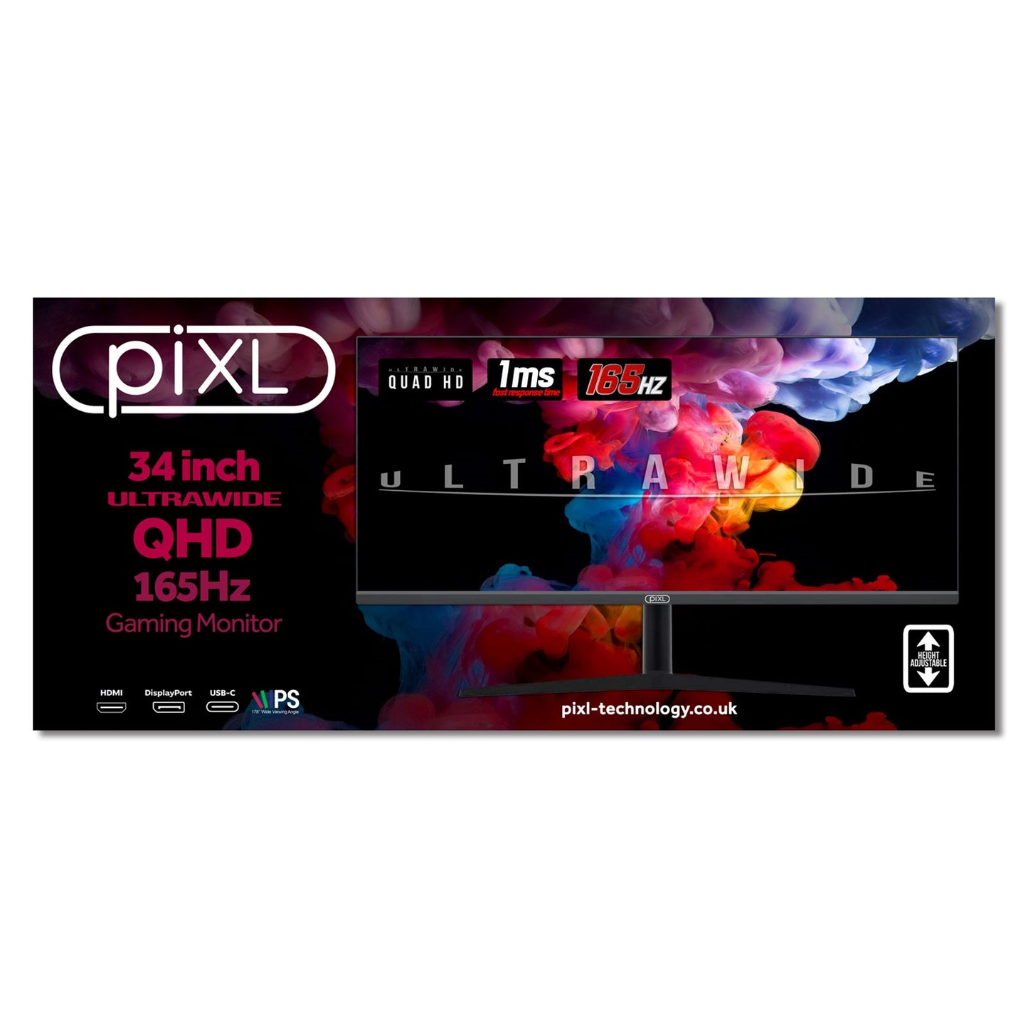 piXL UWQHD 34 Inch 165Hz QHD UltraWide Gaming Monitor