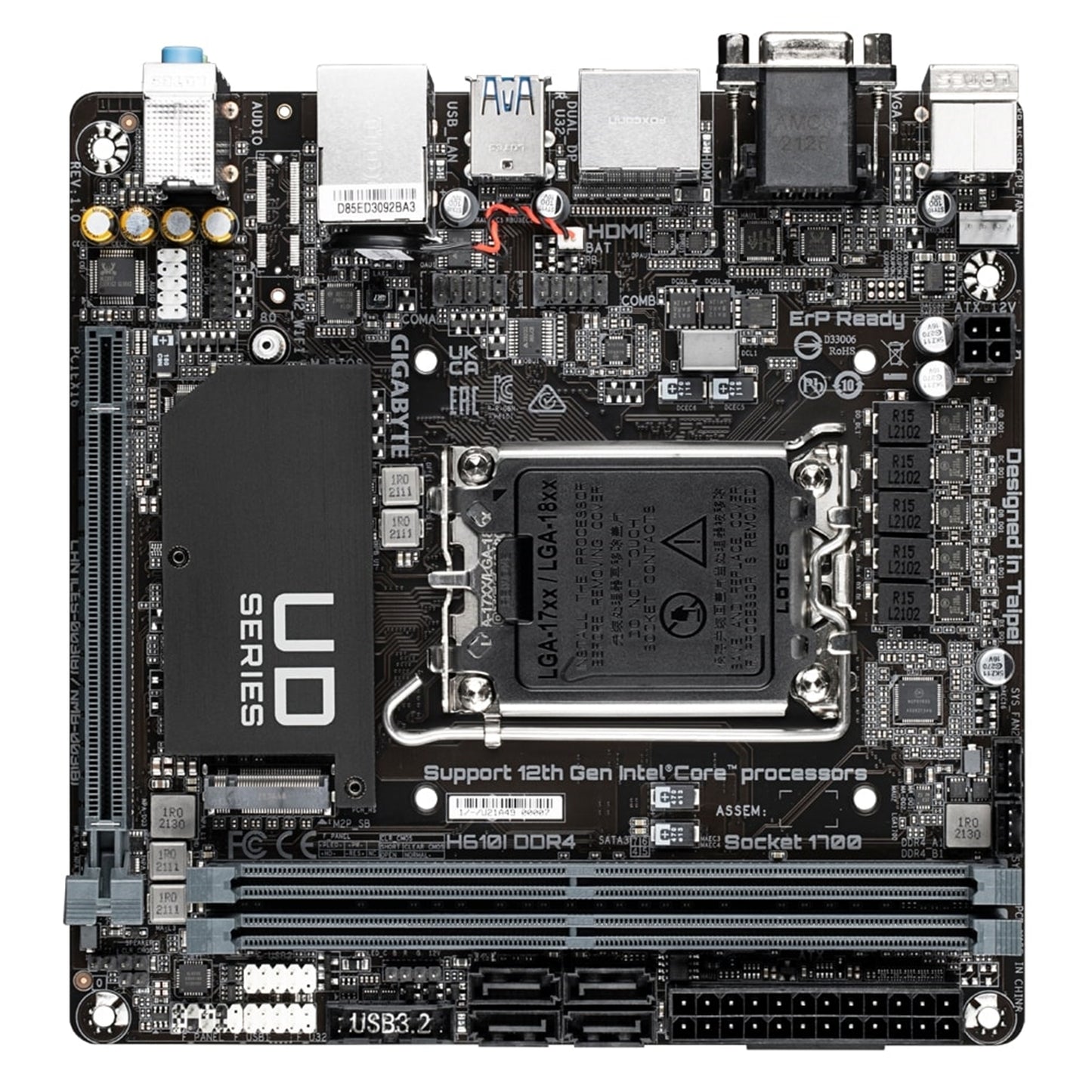 Gigabyte H610I DDR4 Ultra Durable Intel 1700 Socket Motherboard, Mini-ITX