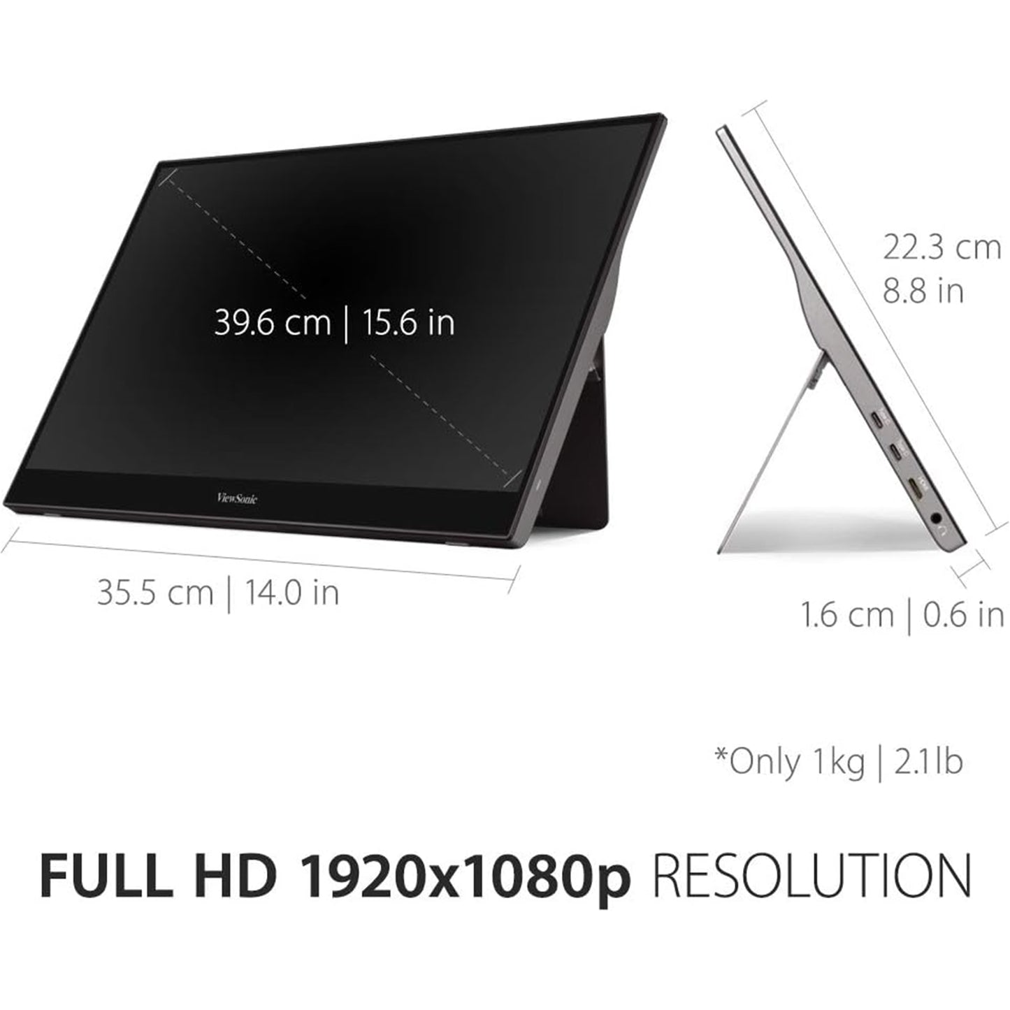 Viewsonic TD1655 16 Inch 60Hz Multi-Touch Portable Monitor
