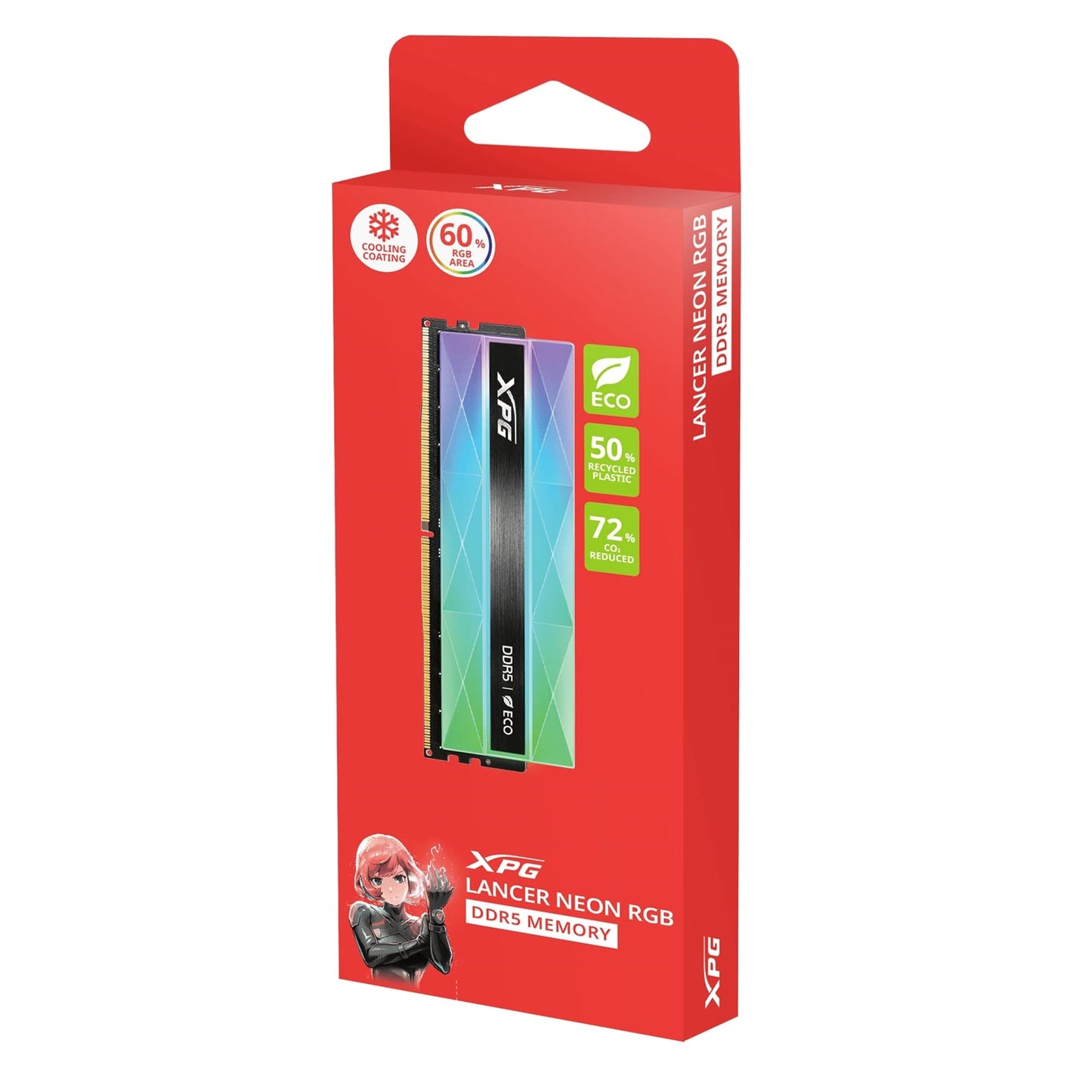 Adata LANCER NEON DDR5 RAM 6400MHz, 32GB (2x16GB) RGB AX5U6400C3216G-DCLANRSG