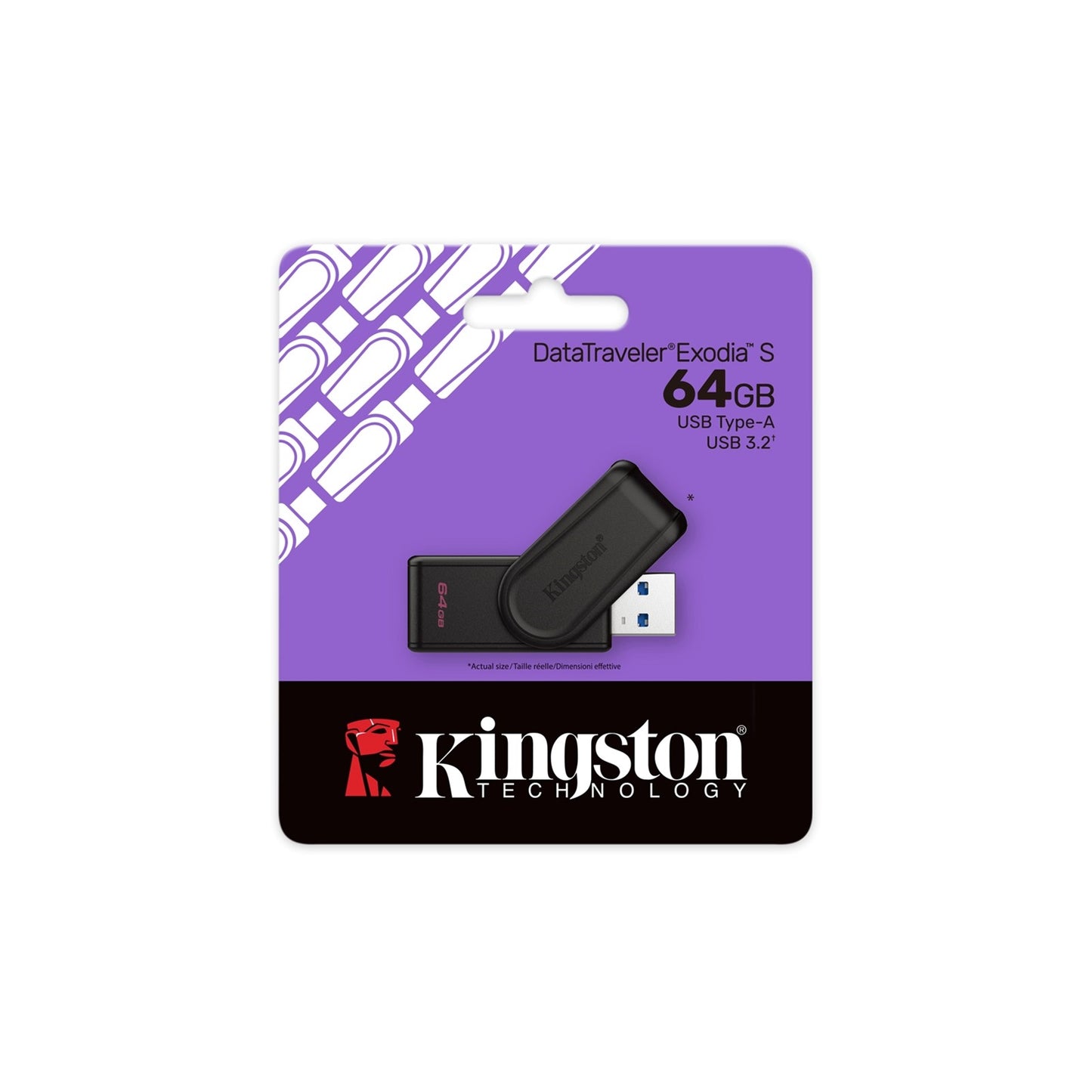 Kingston DataTraveler Exodia S DTXS/64GB USB Flash Drive, 64GB, USB 3.2, Black