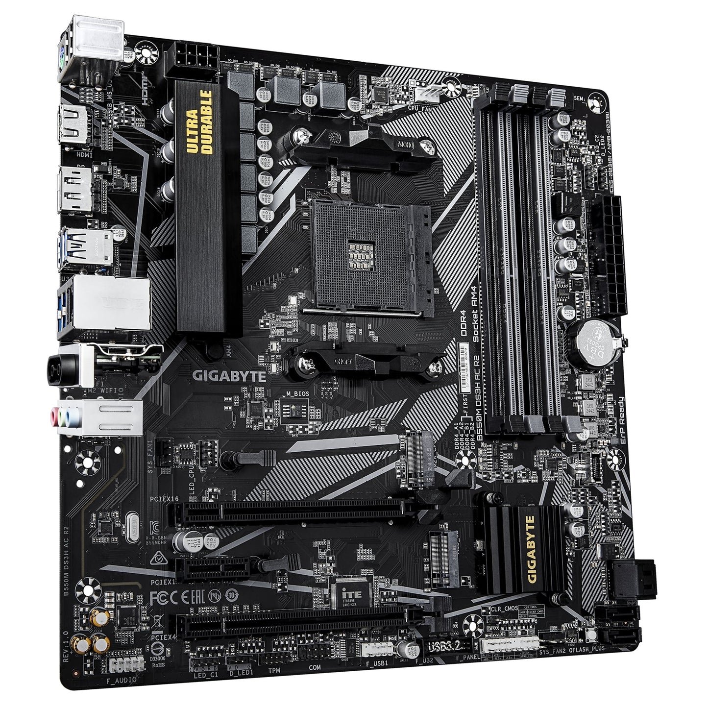 Gigabyte B550M DS3H AC R2 AMD AM4 Socket Micro ATX WiFi 6 Motherboard