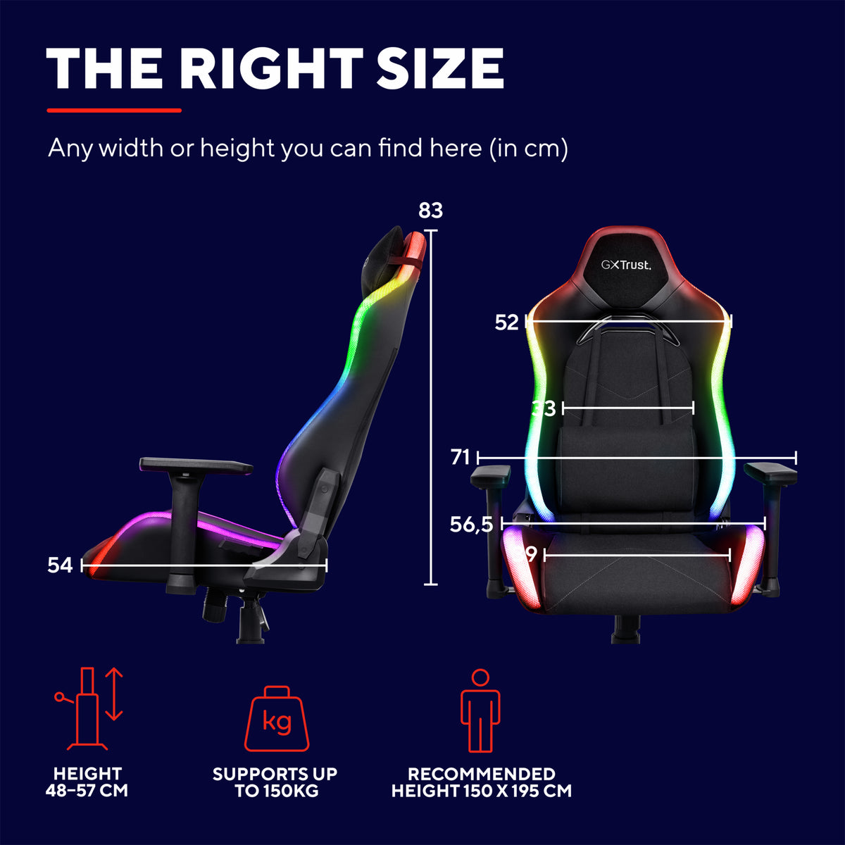 Trust GXT 719 Ruya RGB Gaming Chair 150 kg Padded Black