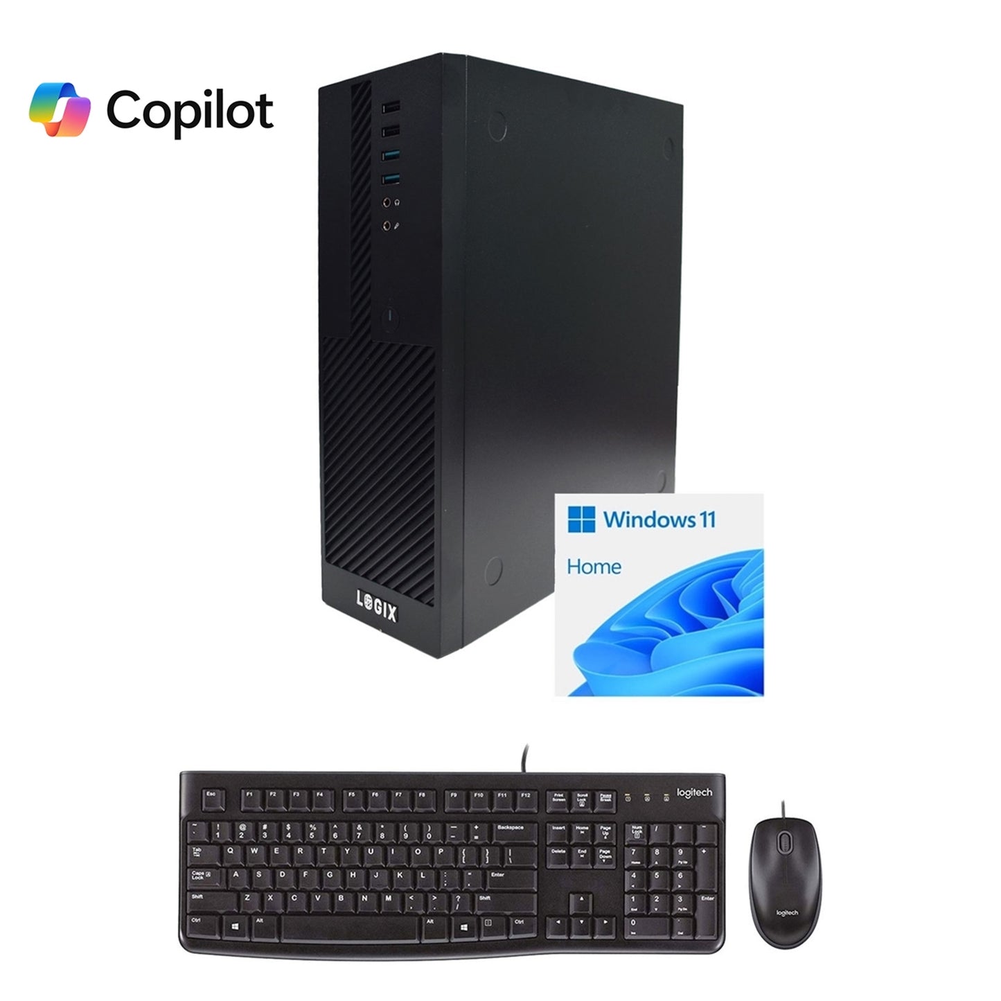 LOGIX Desktop PC, Intel Core i3 Quad Core, 8GB, 500GB, WiFi 6, Windows 11 Home