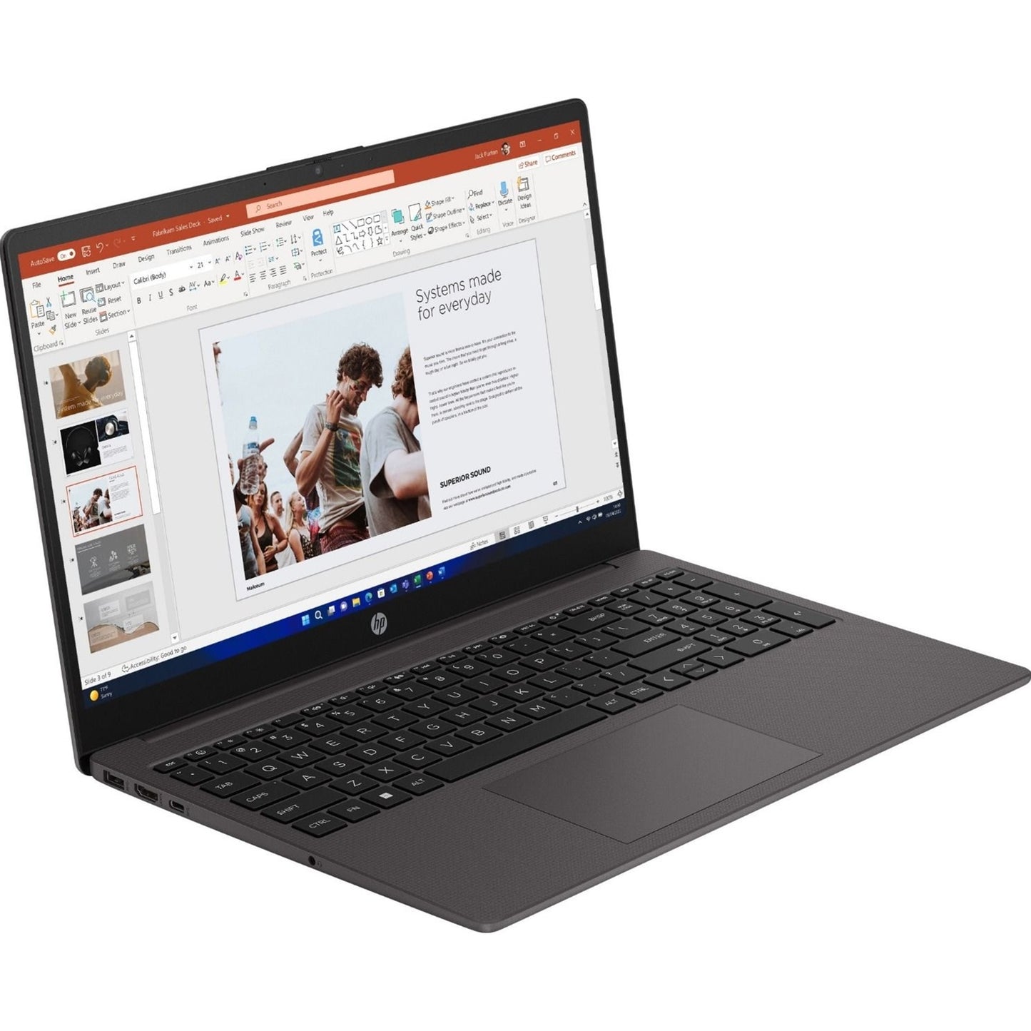 HP 255 G10 15.6 Inch Laptop, AMD Ryzen 5 7530U, 8GB RAM, 256GB SSD, AK9U8AT#ABU