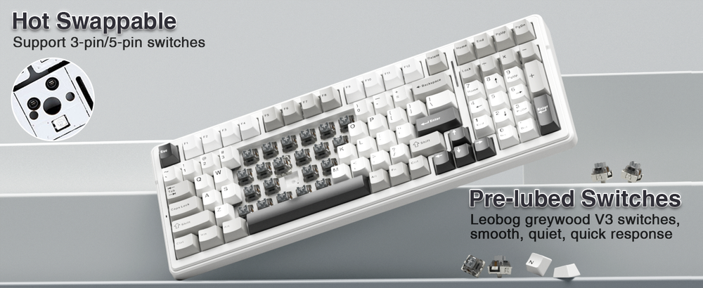 AULA F99 Hot-Swappable Wireless Mechanical Keyboard