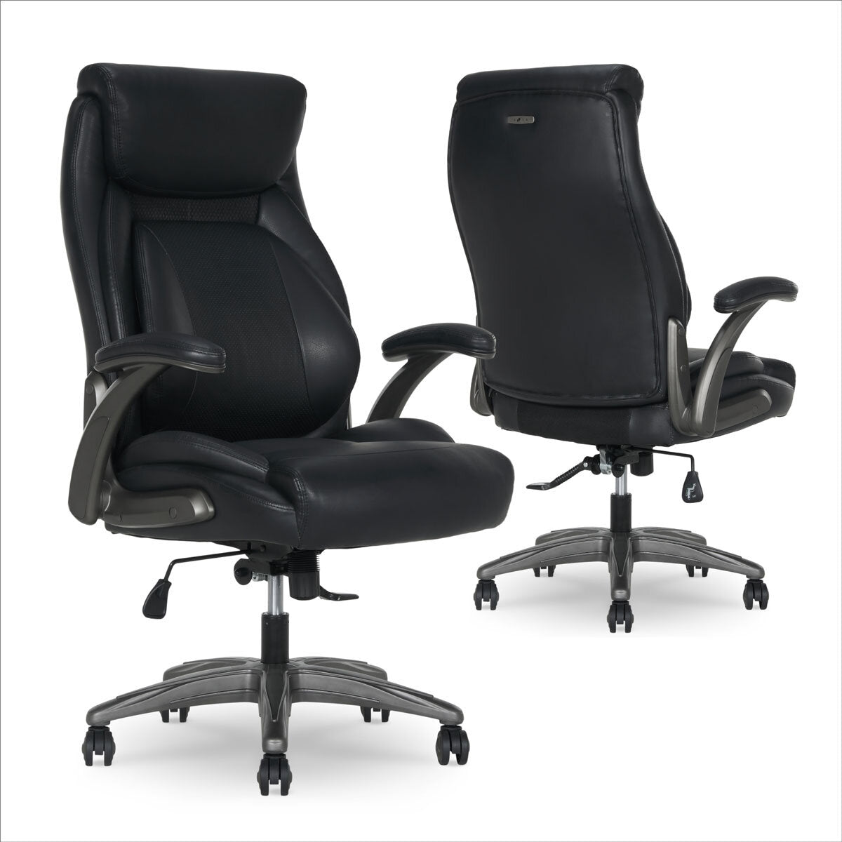 La-Z-Boy Air Lumbar Manager's Office Chair with Flip Up Arms, Black