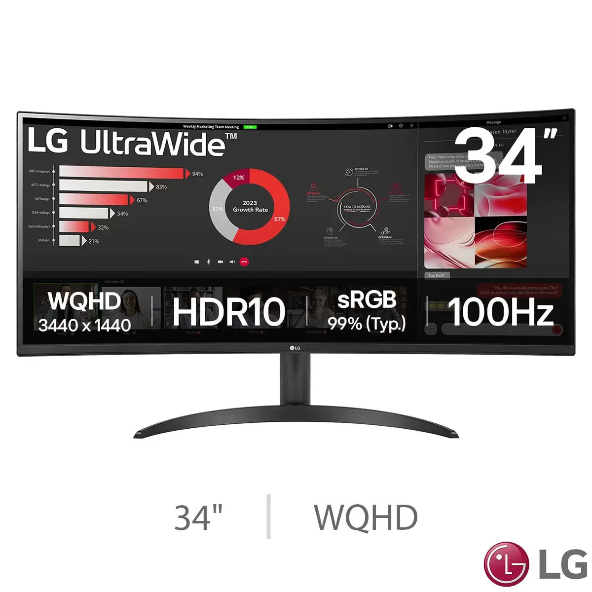 LG 34 Inch WQHD 100Hz VA UltraWide Monitor
