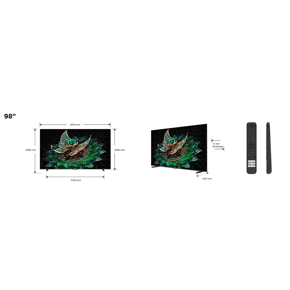 TCL 98 Inch 98Q9BK Mini LED TV 144Hz Quad Core Processor 5 Years Warranty