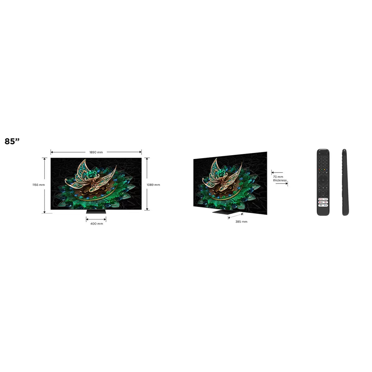 TCL 85 Inch 85Q9BK Mini LED TV 144Hz Quad Core Processor 5 Years Warranty