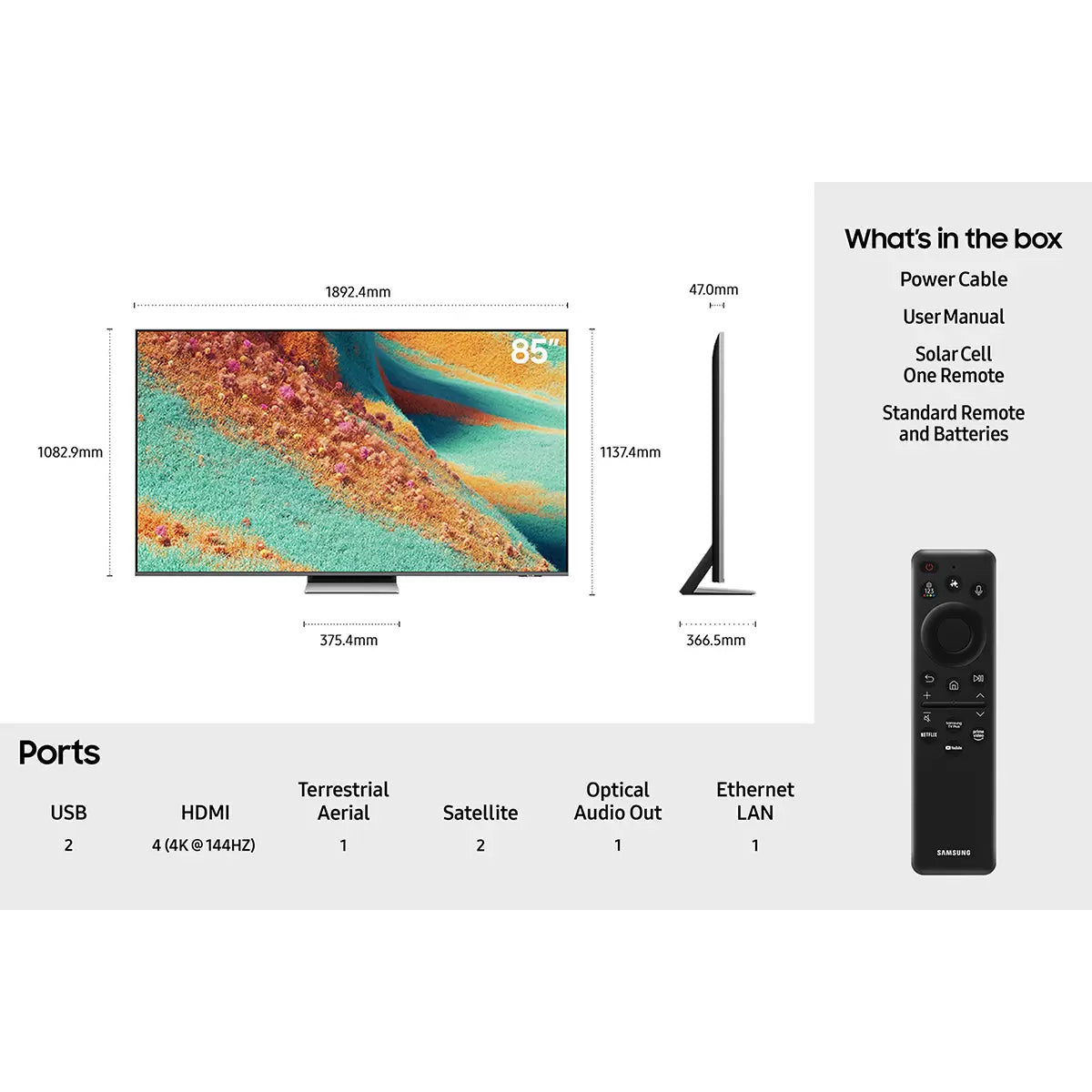 Samsung QE85QN85FAUXXU 85 Inch Neo QLED 4K Ultra HD Smart TV 5-Year Warranty