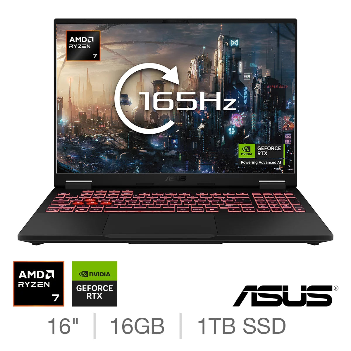 ASUS TUF A16 AMD Ryzen 7 16GB 1TB NVIDIA GeForce RTX 5060 16 Inch Gaming Laptop