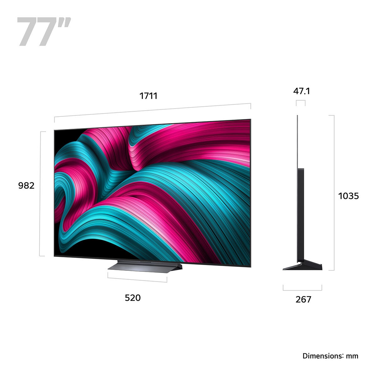 LG OLED77C55LA.AEK 77 Inch OLED 4K Ultra HD Smart TV 5-Year Warranty