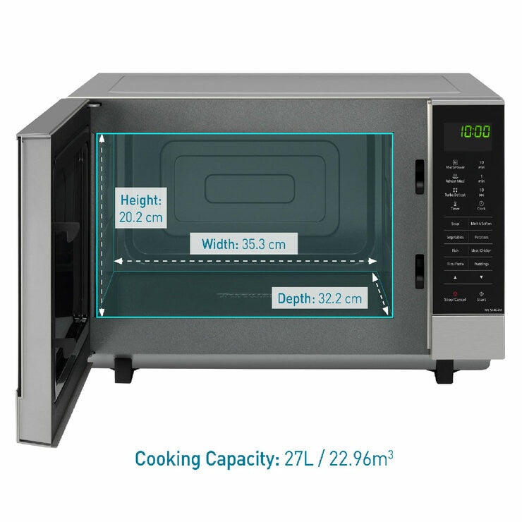 Panasonic 27 Litre 1000W Solo Microwave in Silver, NN-SF464MBPQ