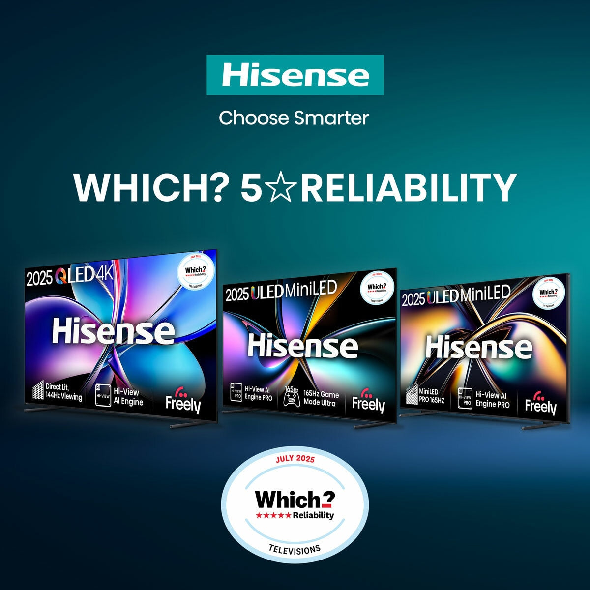 Hisense 55A7QTUK 55 Inch QLED HD Smart TV 5-Year Warranty