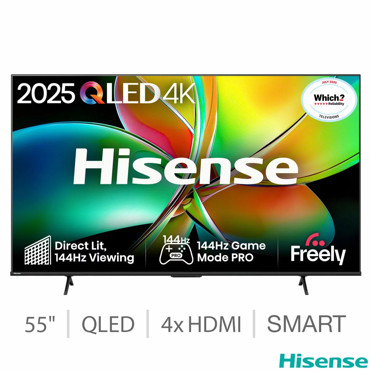 Hisense 55E78QTUK PRO 55 Inch QLED HD Smart TV 5-Year Warranty