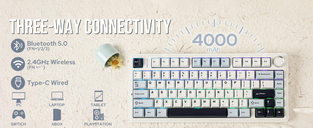 AULA F75 Gasket Wireless Mechanical Keyboard in Light Blue
