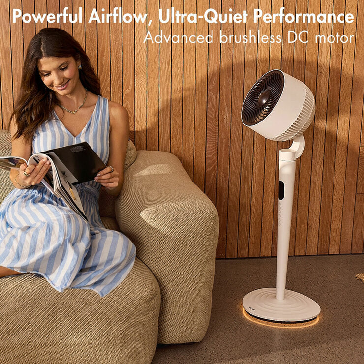 AirCraft AirLUME Cordless Air Circulator Fan with Dimmable Lighting Stone White