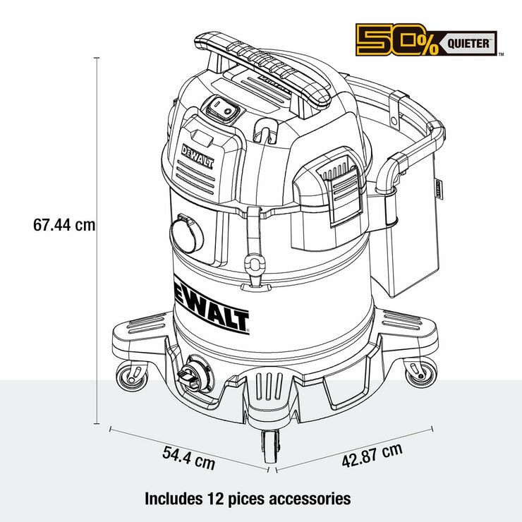 DEWALT Wet & Dry Corded Vacuum Cleaner, 45 Litre with 2.1m Hose