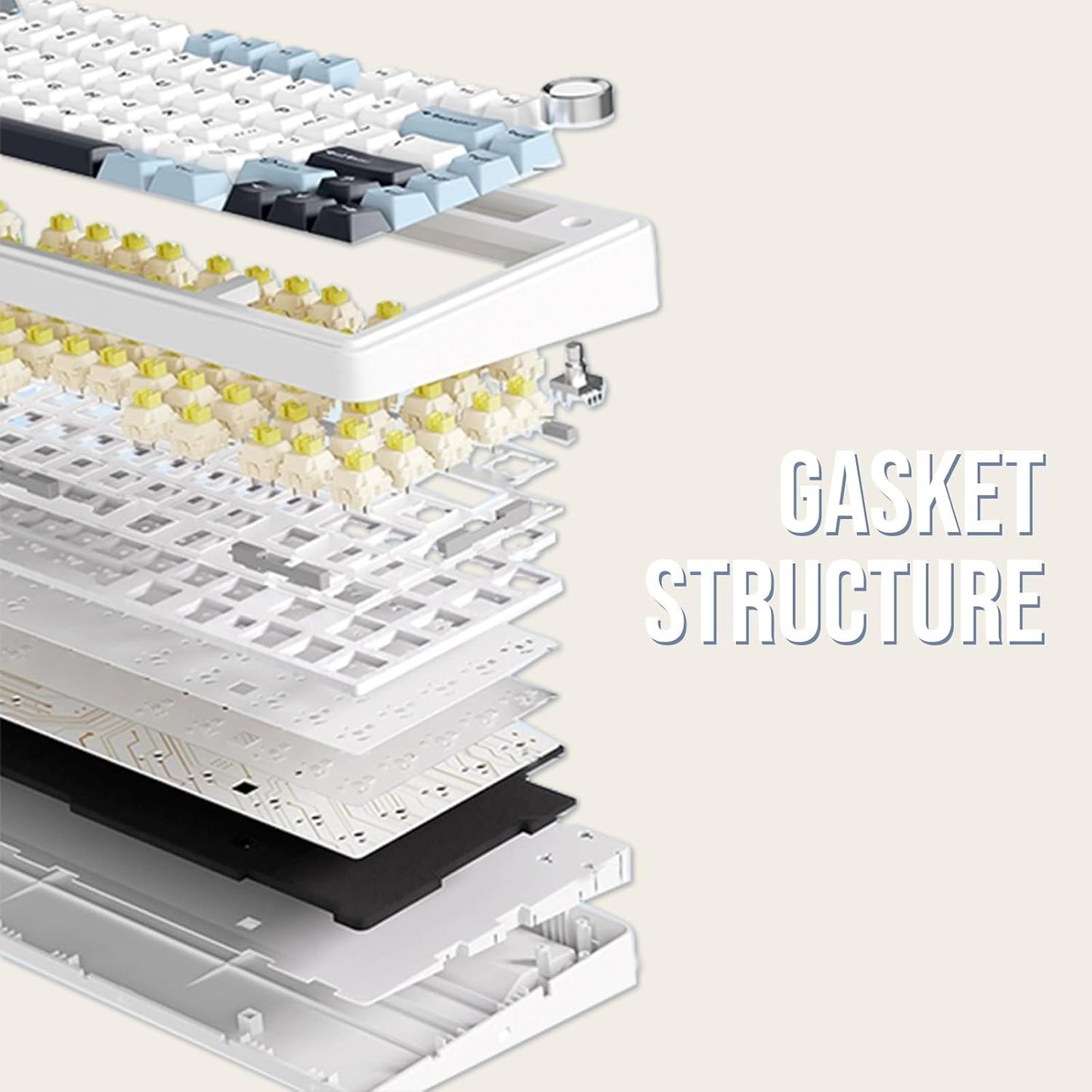 AULA F75 Gasket Wireless Mechanical Keyboard in Light Blue