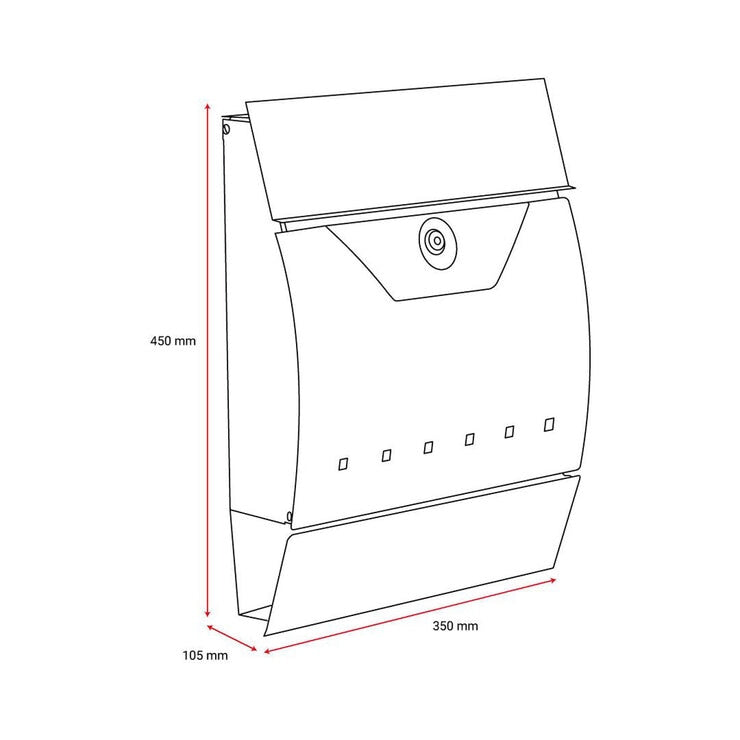 Phoenix Estilo Front Loading Letter Box MB0122KA in Graphite Grey with Key Lock