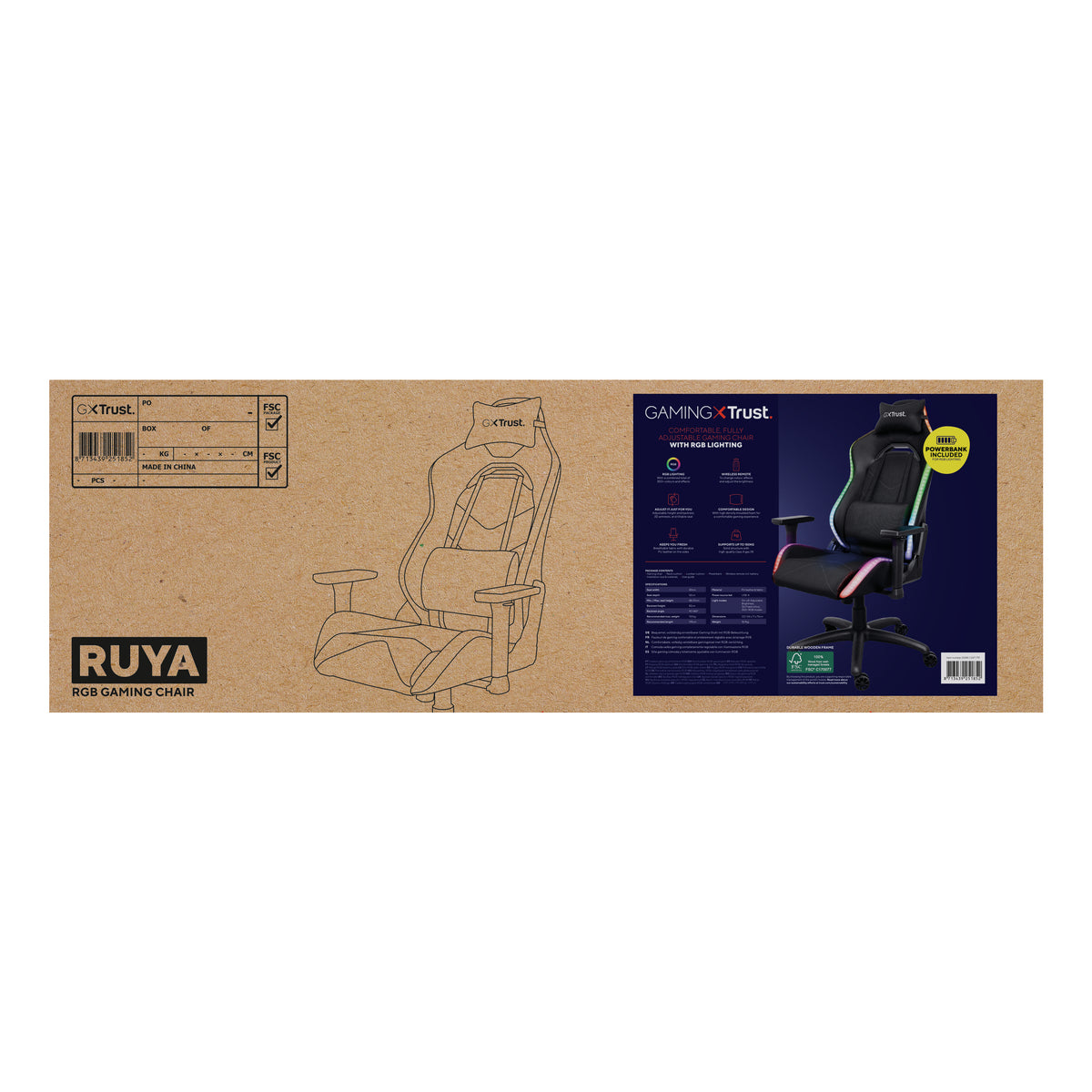 Trust GXT 719 Ruya RGB Gaming Chair 150 kg Padded Black
