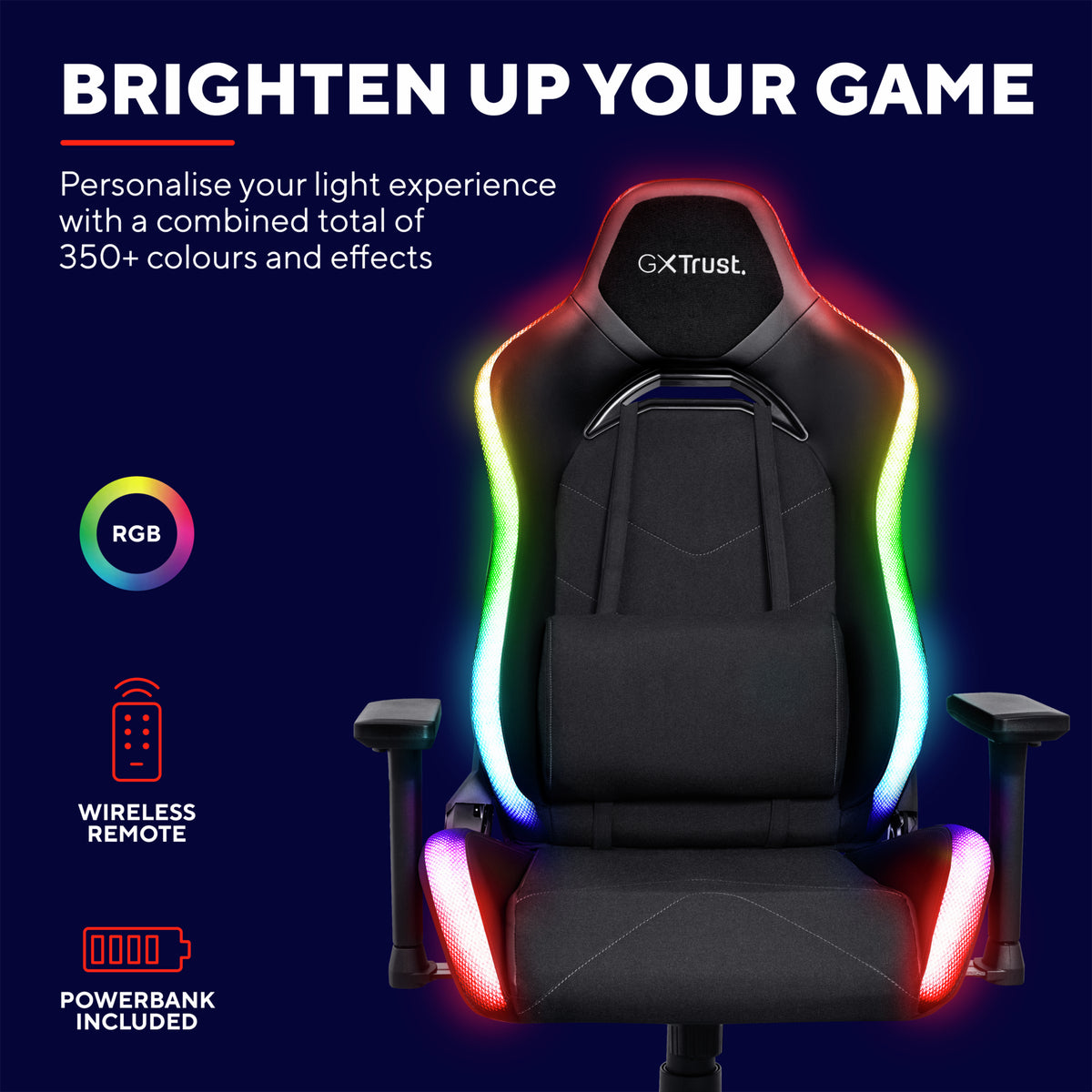 Trust GXT 719 Ruya RGB Gaming Chair 150 kg Padded Black