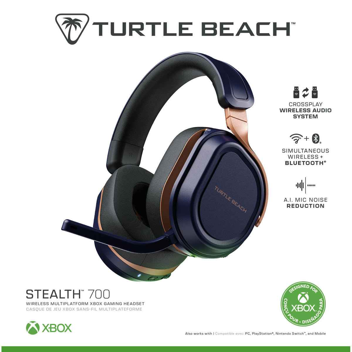 Turtle Beach Stealth 700 Gaming Headset Wired Blue Copper