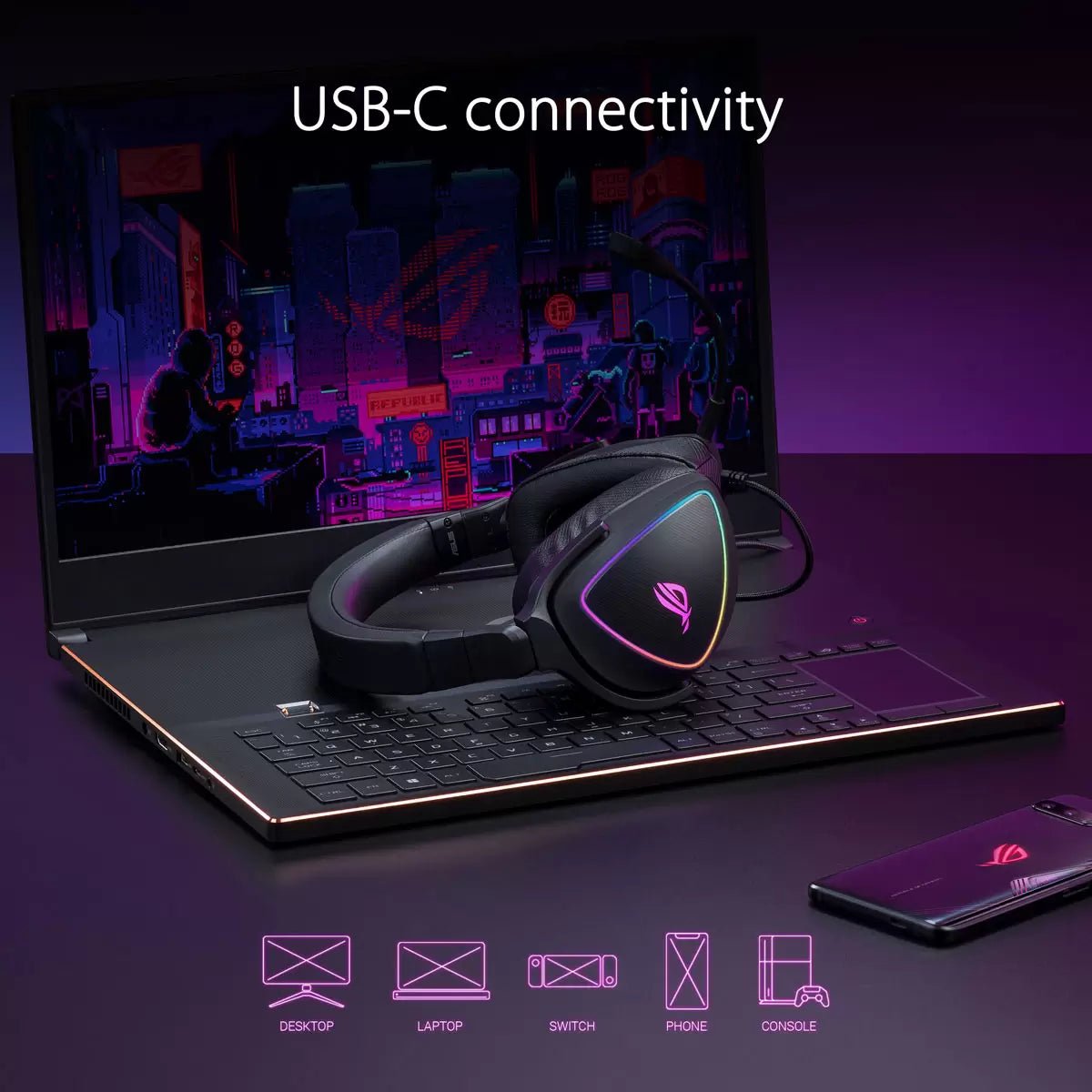 ASUS ROG Delta S Gaming Headset Wired - headphone - Republic of Gamers - Lazymart - 90YH02K0 - B2UA00 - 4718017659680 - ASUS ROG Delta S Gaming Headset Wired