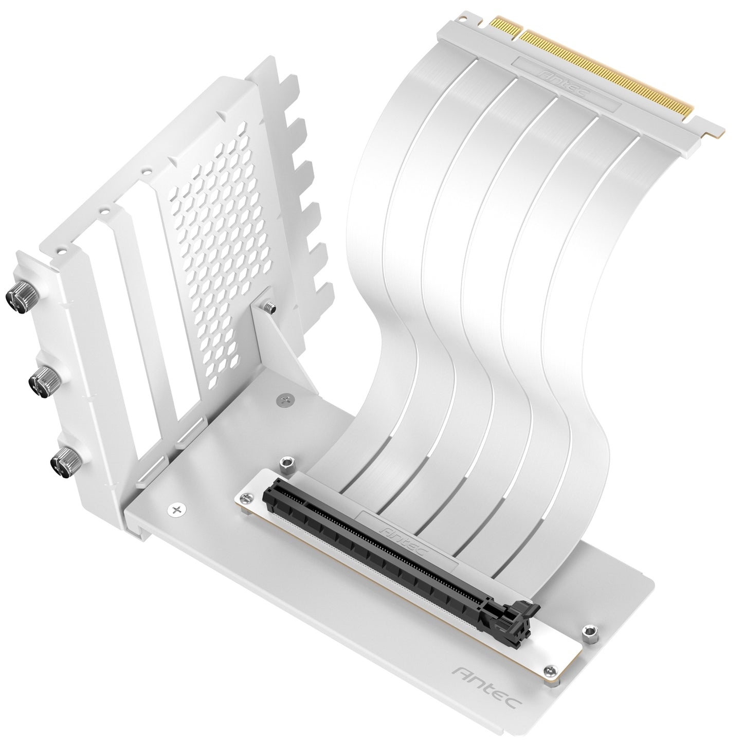 Antec RTX50 PCIe 5.0 Riser Cable with 90 degree Bracket Mount, White, Designed To Allow Vertical Mounting Of A Graphics Card