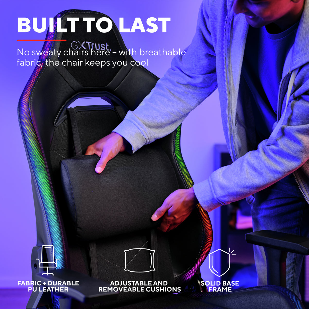 Trust GXT 719 Ruya RGB Gaming Chair 150 kg Padded Black