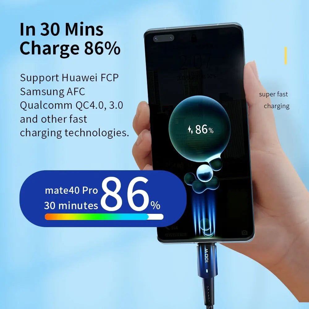 Essager PD 100W Type C to C USB Cable Fast Charger Ultra Fast Charging Cord - Mobile Charger - Essager - Lazymart - Black:1m:12000029277402020 - Essager PD 100W Type C to C USB Cable Fast Charger Ultra Fast Charging Cord