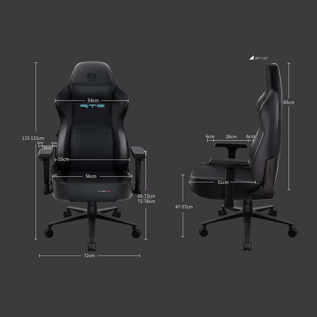 ONEX RTC ErgoGlide Alcantara Gaming Chair Black