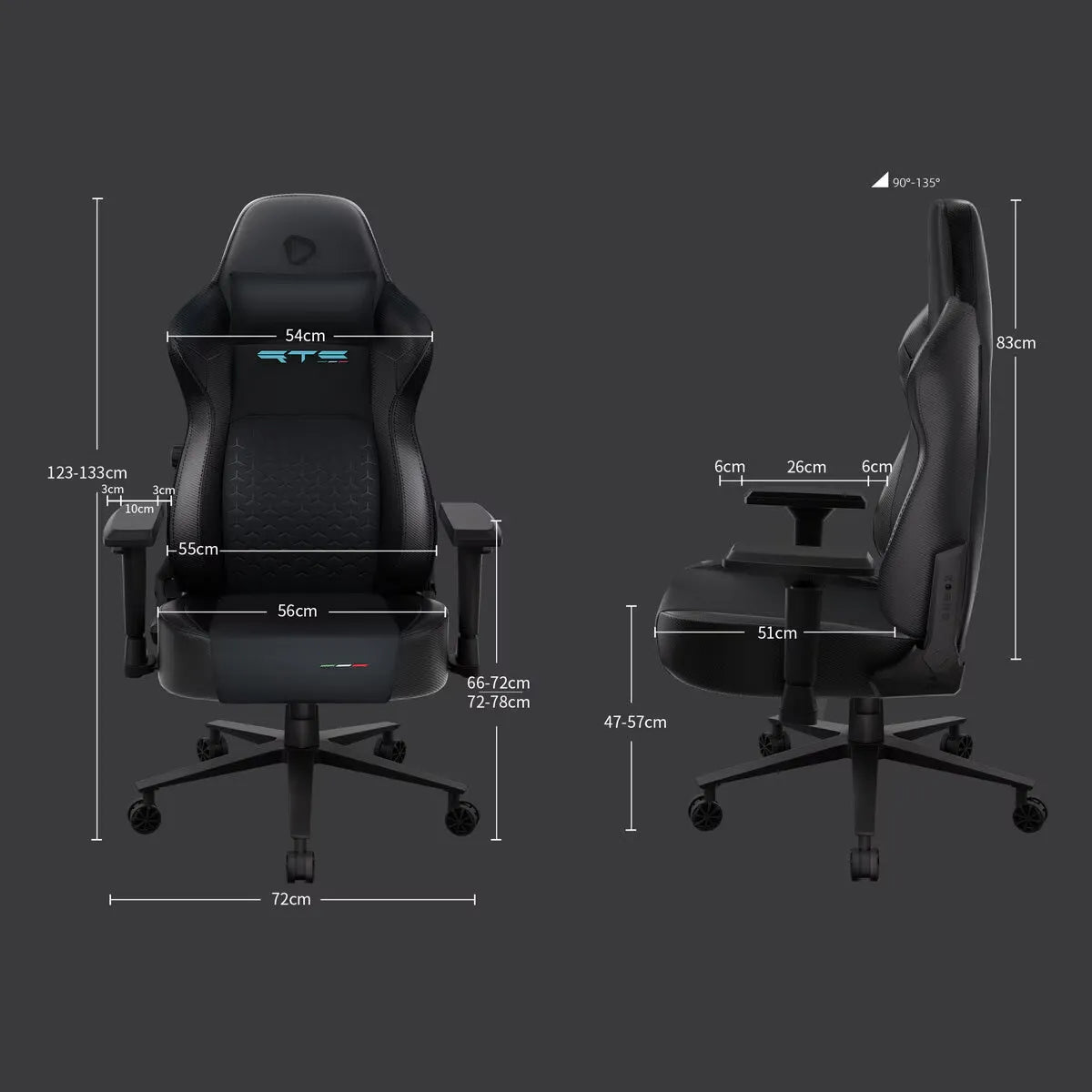 ONEX RTC ErgoGlide Alcantara Gaming Chair Black & Blue
