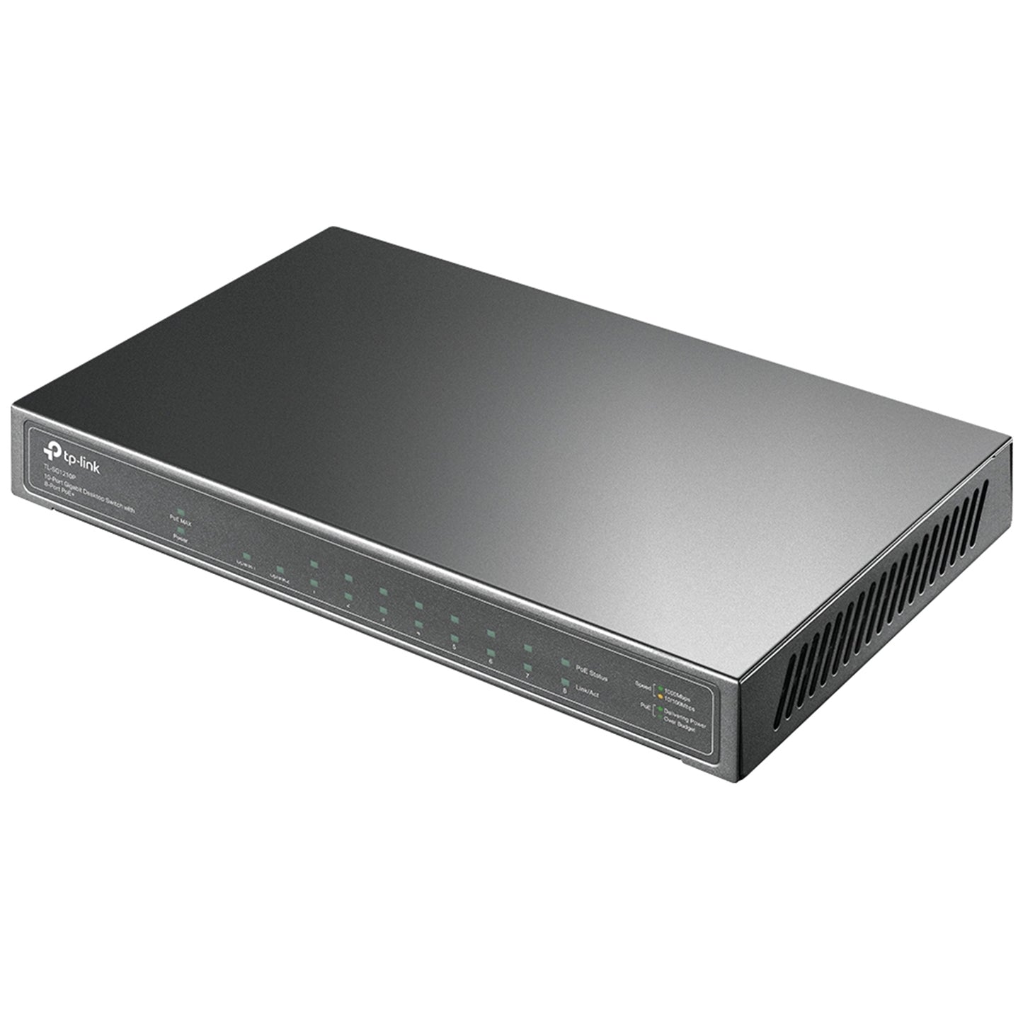TP-Link 10-Port Metal Gigabit Desktop Switch with 8-Port PoE+ (63W), TL-SG1210P
