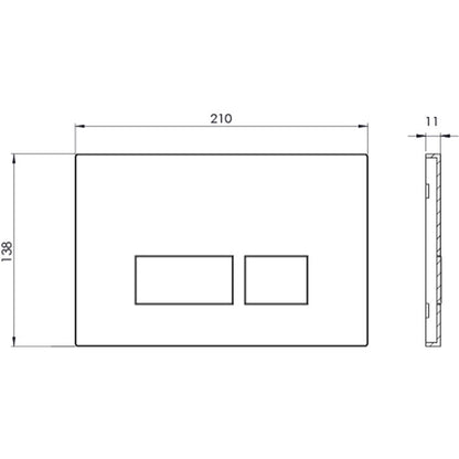 Tavistock Square Dual Flush Plate in Black