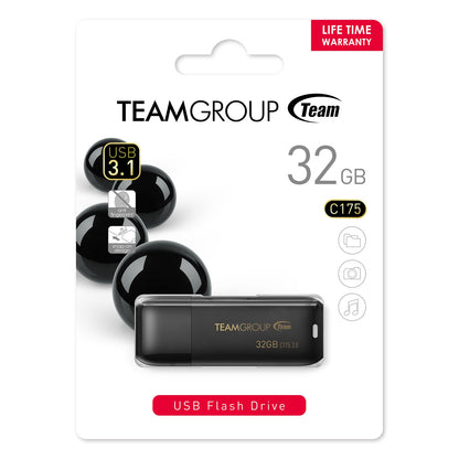 Team C175 32GB USB 3.1 Black USB Flash Drive