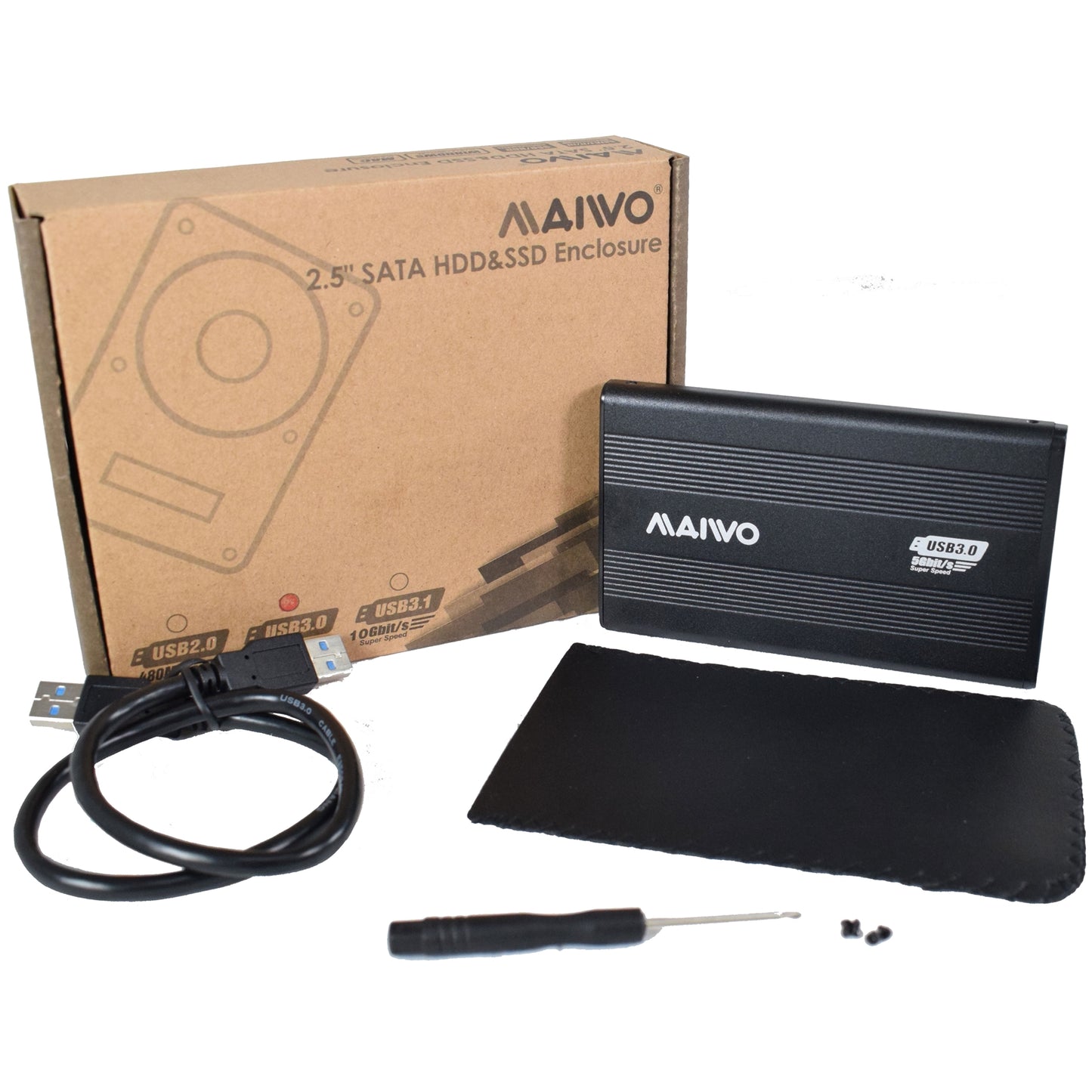 Maiwo 2.5 Inch External Hard Drive Enclosure 5Gbps Black for SATA III HDD/SSD